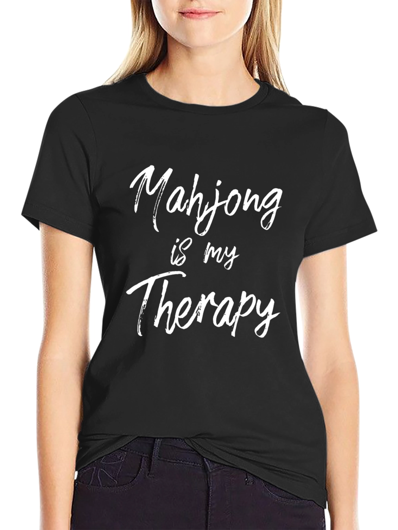 Mahjong is My Therapy T-Shirt - Black Cotton Tee