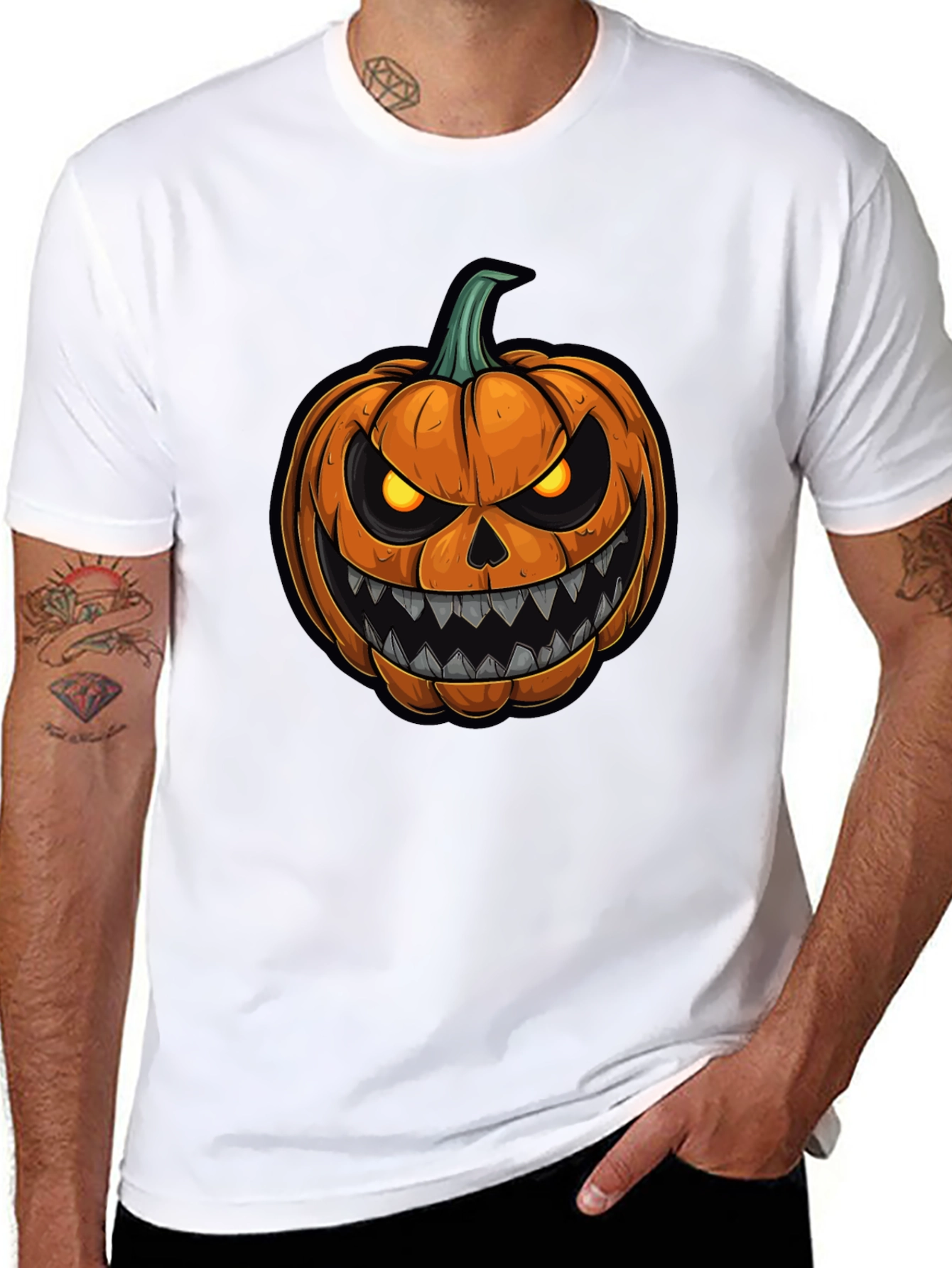 Mens Halloween Pumpkin Graphic Tee