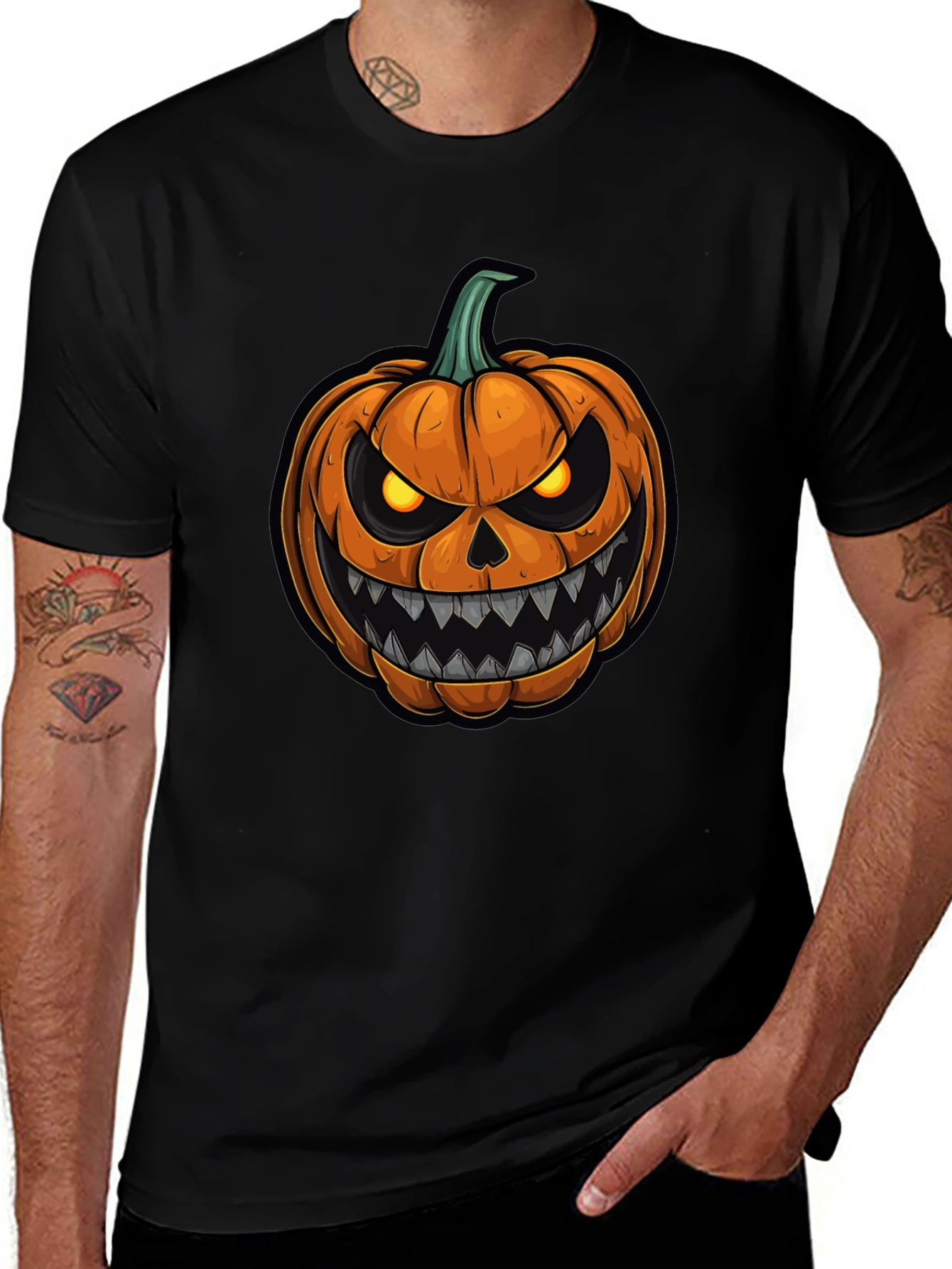 Mens Halloween Pumpkin Graphic Tee
