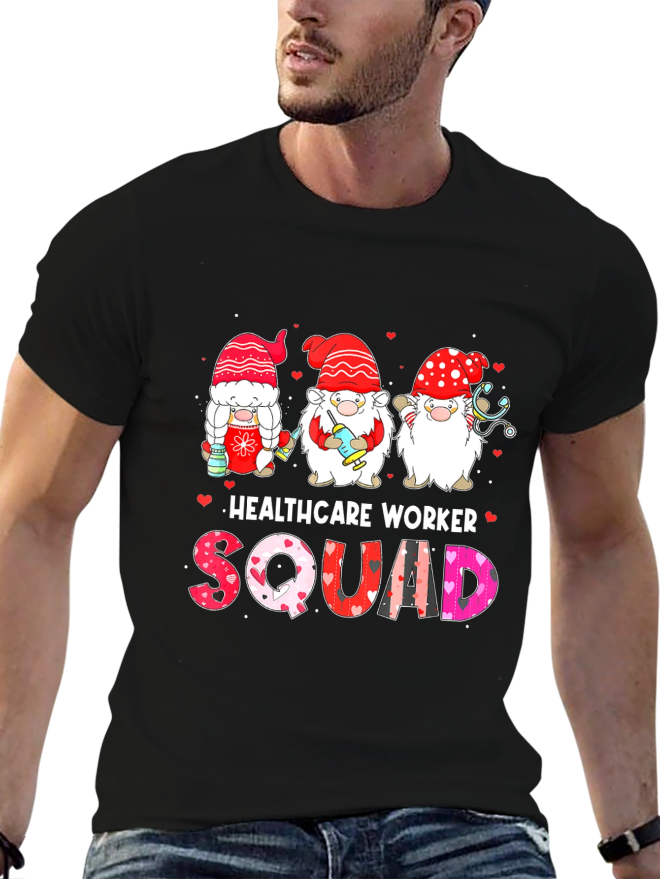 Healthcare Worker Squad Valentines Day Gnome T-Shirt