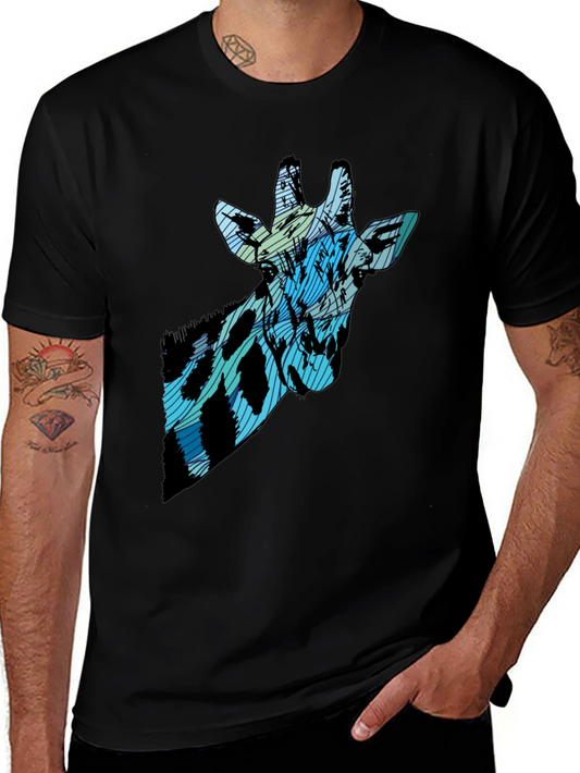 Abstract Giraffe Print Black T-Shirt