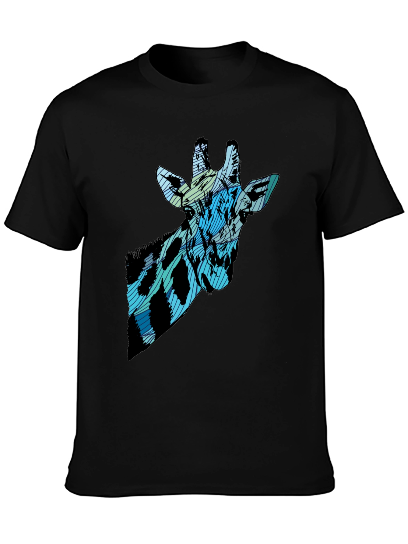 Abstract Giraffe Print Black T-Shirt
