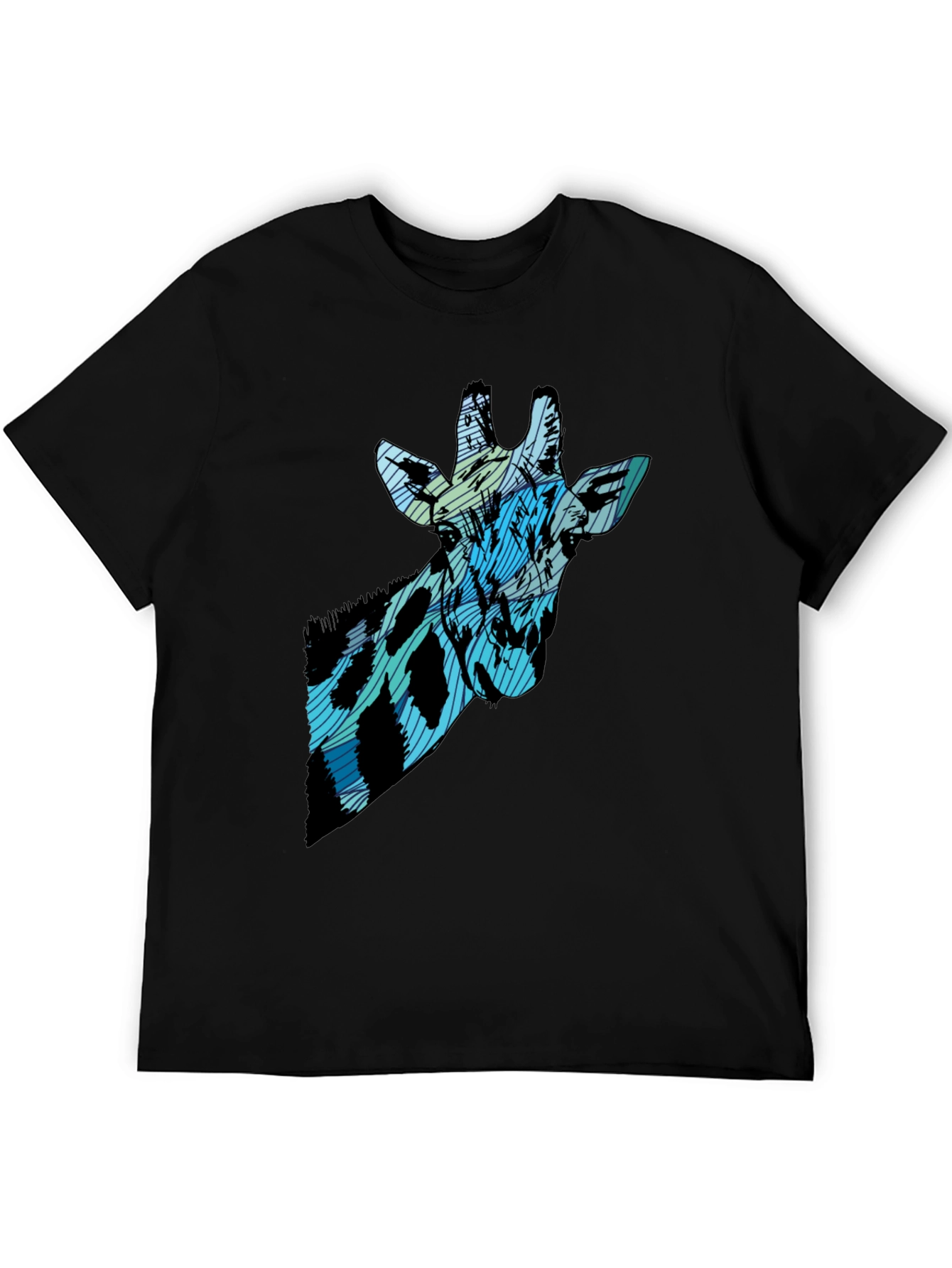 Abstract Giraffe Print Black T-Shirt