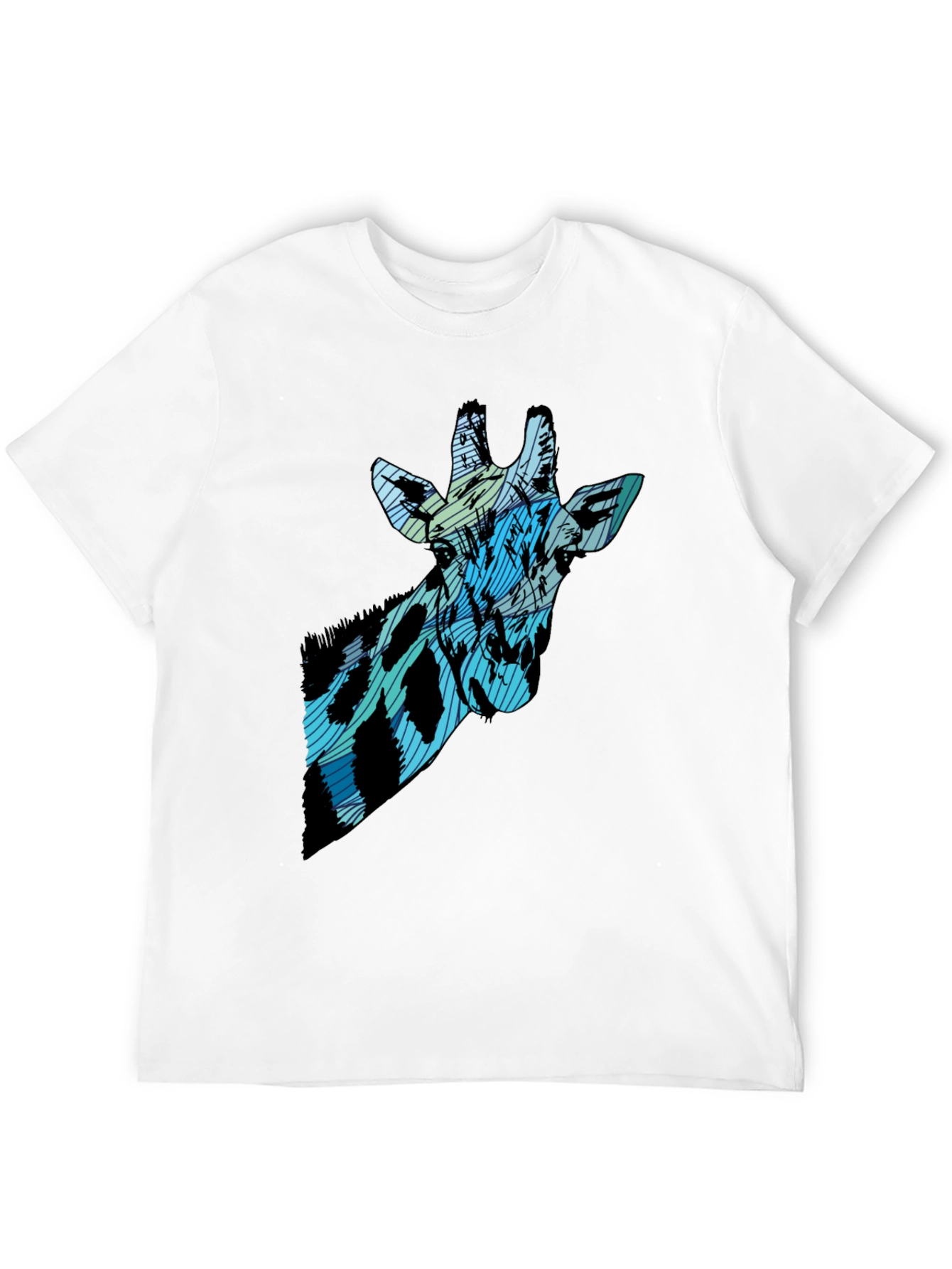 Abstract Giraffe Print Black T-Shirt