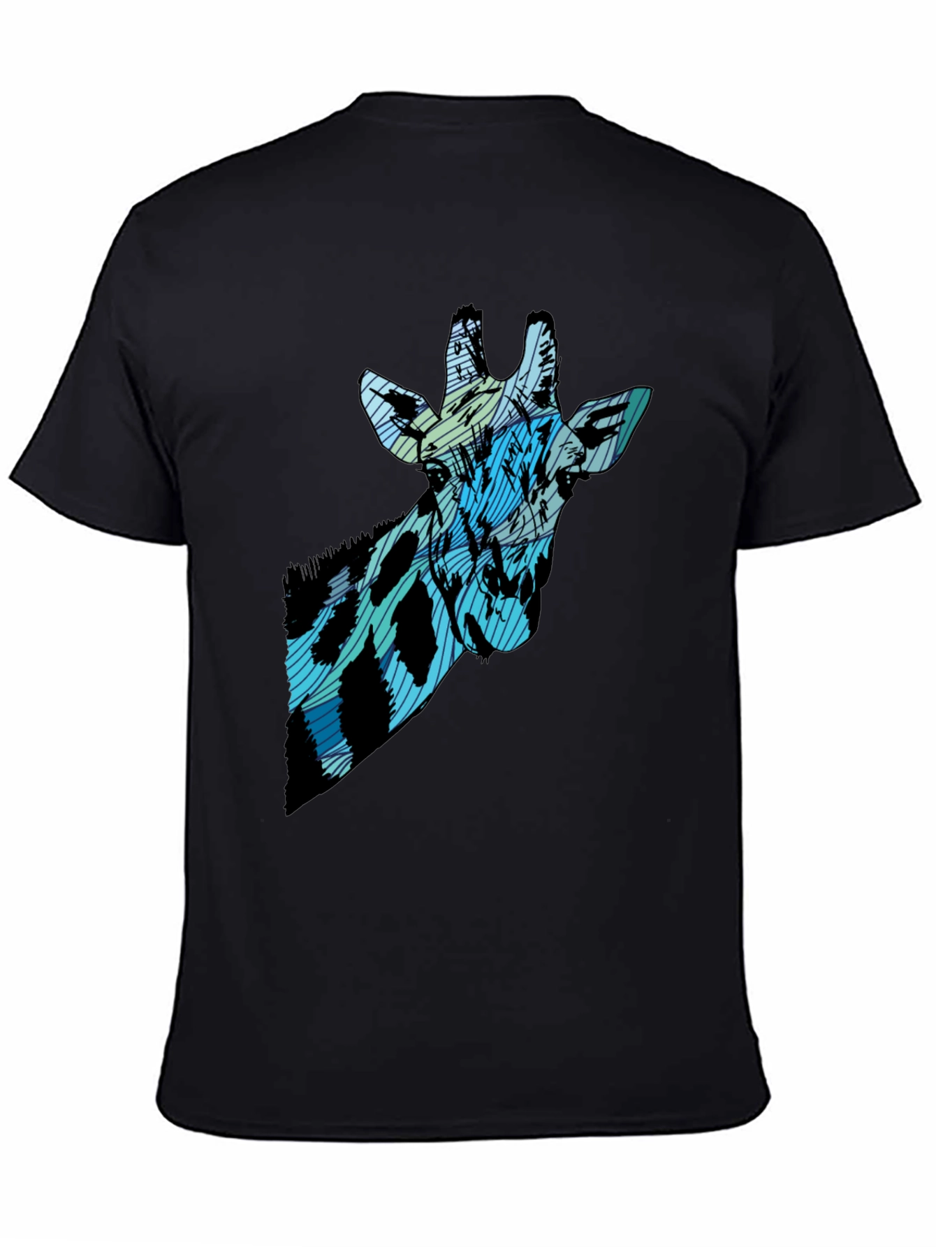 Abstract Giraffe Print Black T-Shirt
