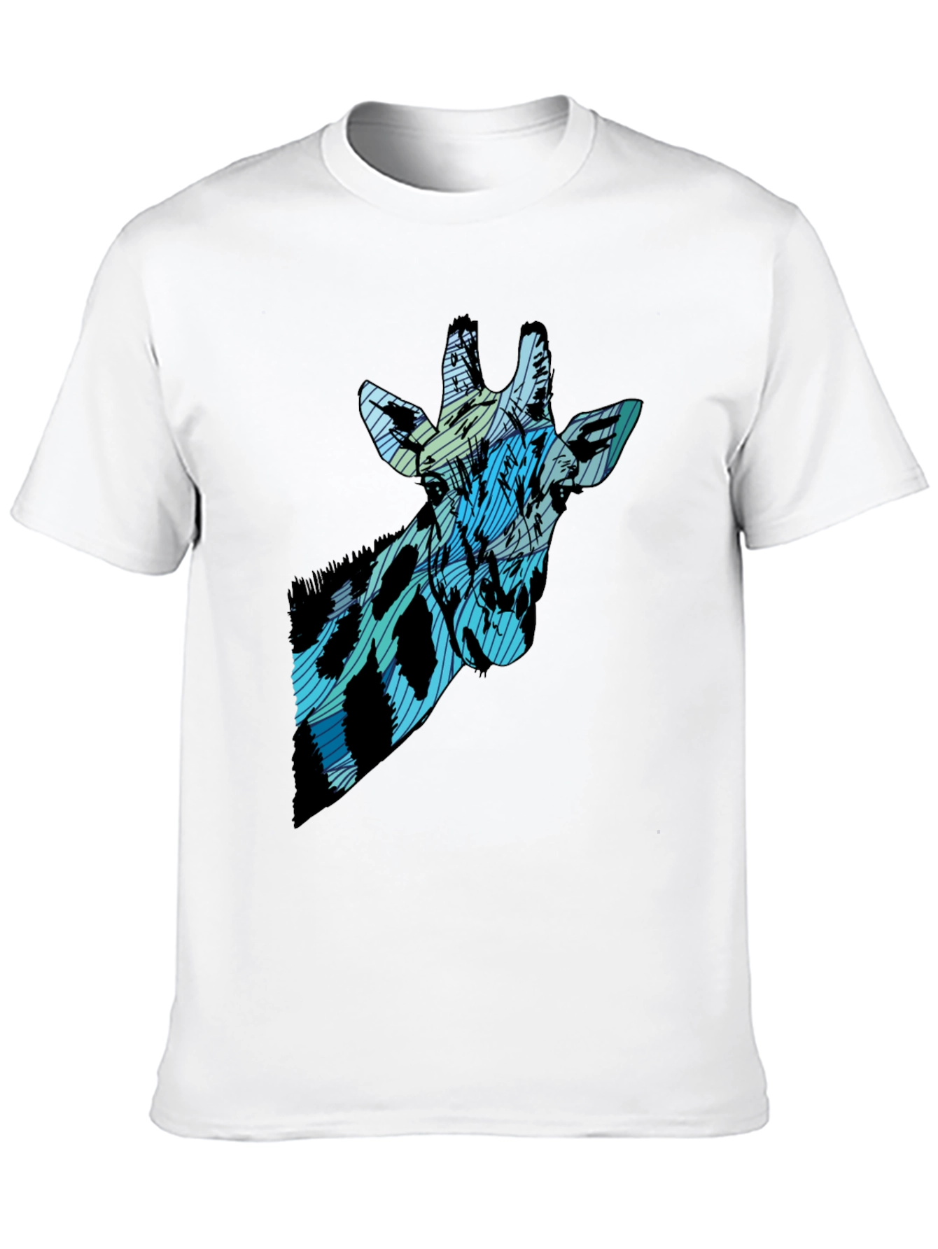 Abstract Giraffe Print Black T-Shirt