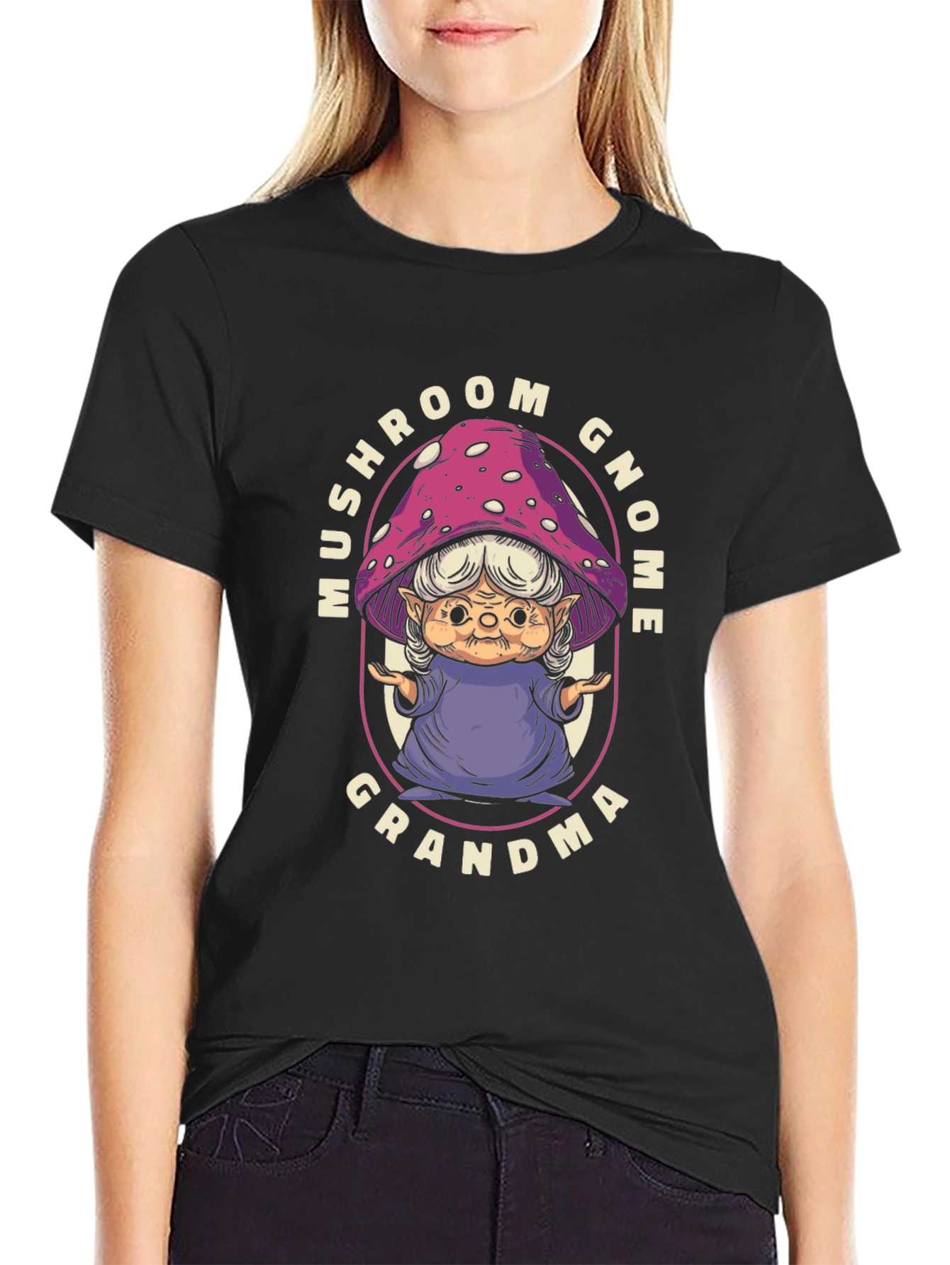 Mushroom Gnome Grandma T-Shirt - Whimsical Graphic Tee