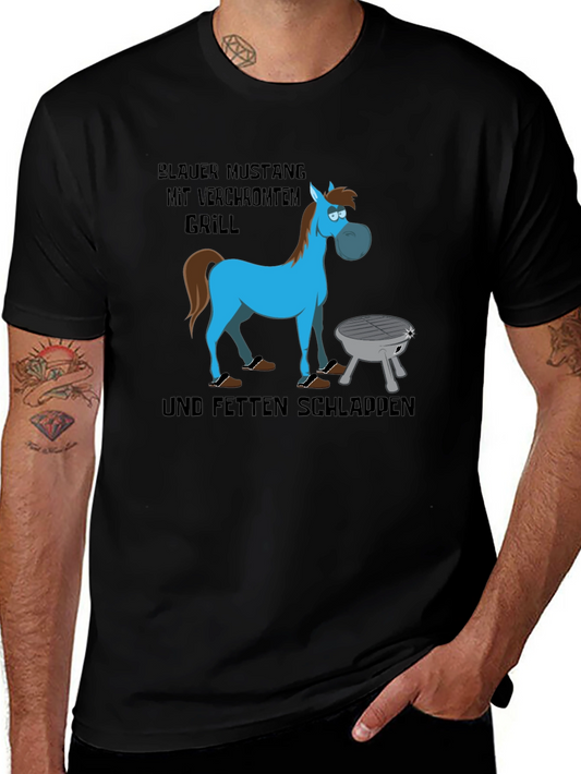 Blauer Mustang Grill T-Shirt - Funny Graphic Tee