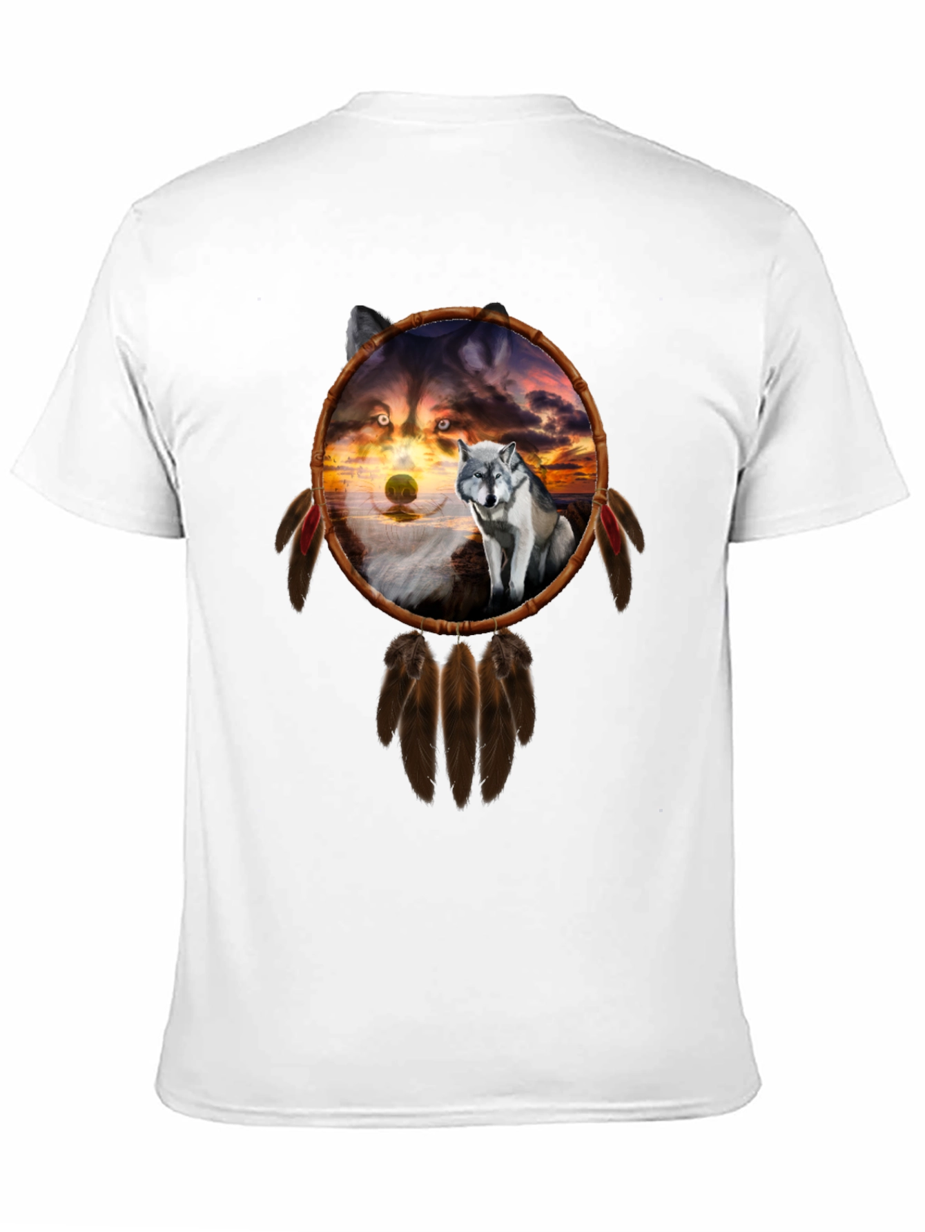 Wolf Dreamcatcher Graphic Tee - Black