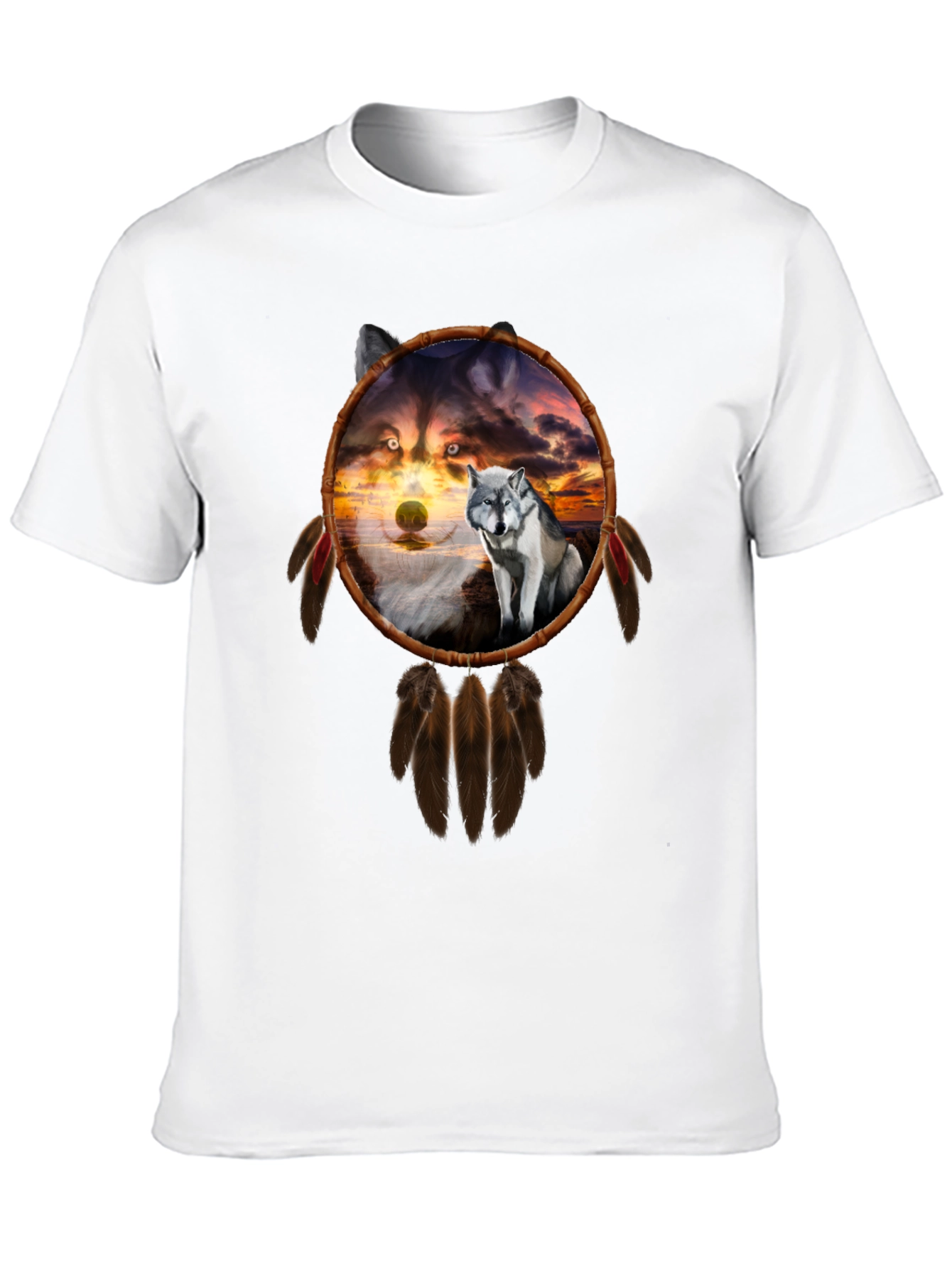 Wolf Dreamcatcher Graphic Tee - Black