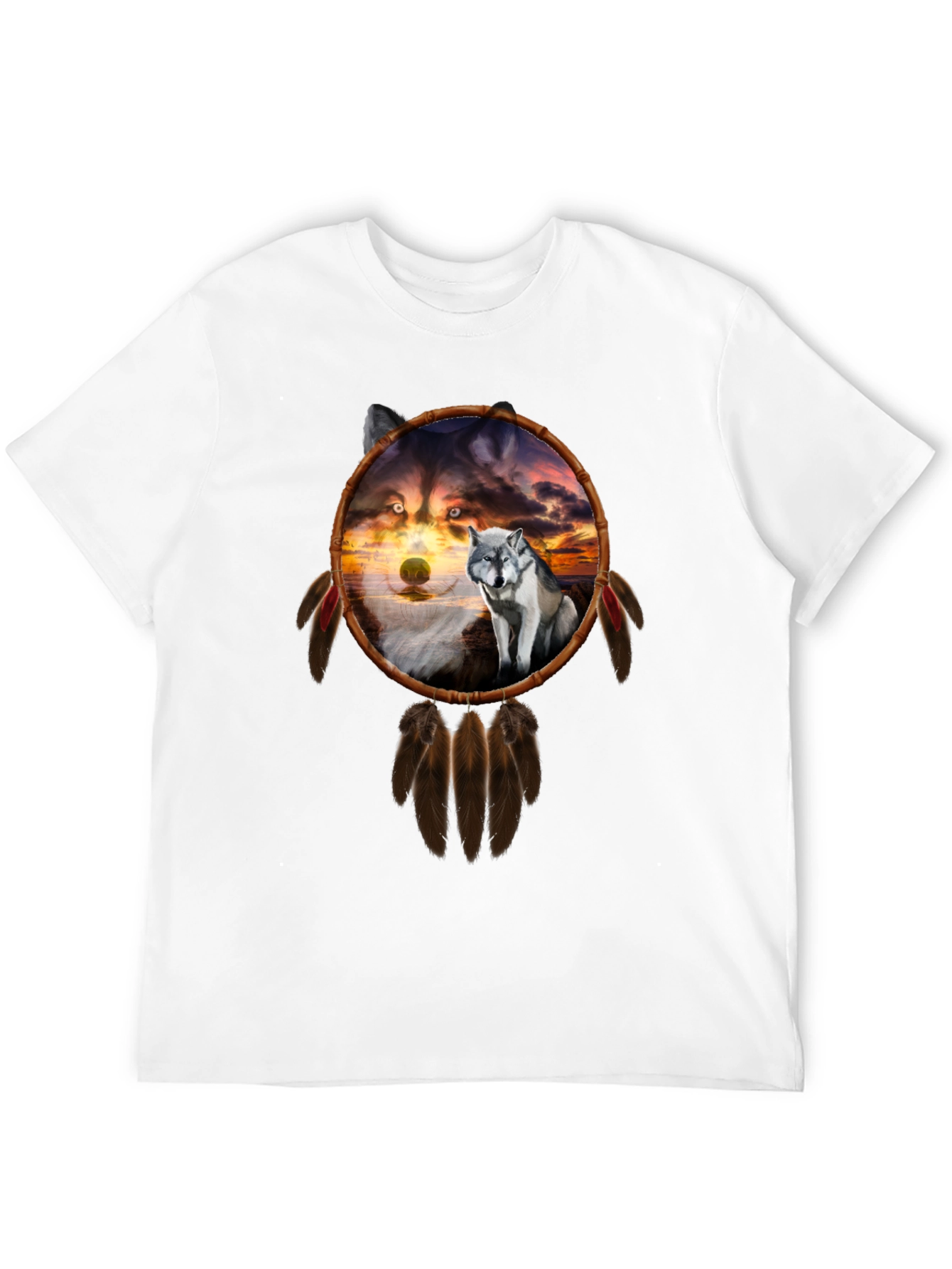 Wolf Dreamcatcher Graphic Tee - Black
