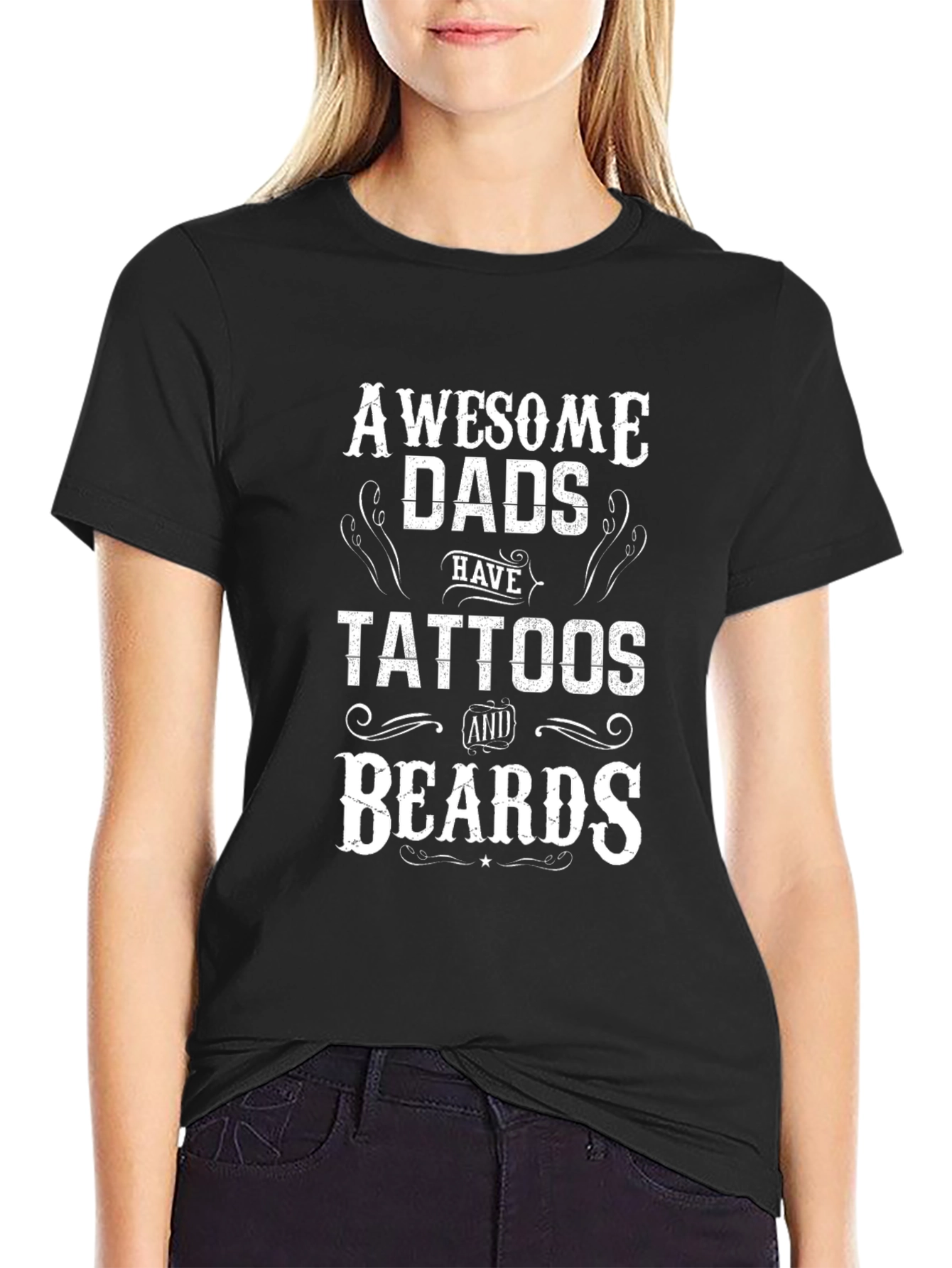 Awesome Dads Have Tattoos & Beards Graphic Tee