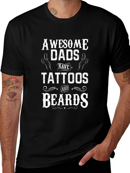 Awesome Dads Have Tattoos & Beards Graphic Tee