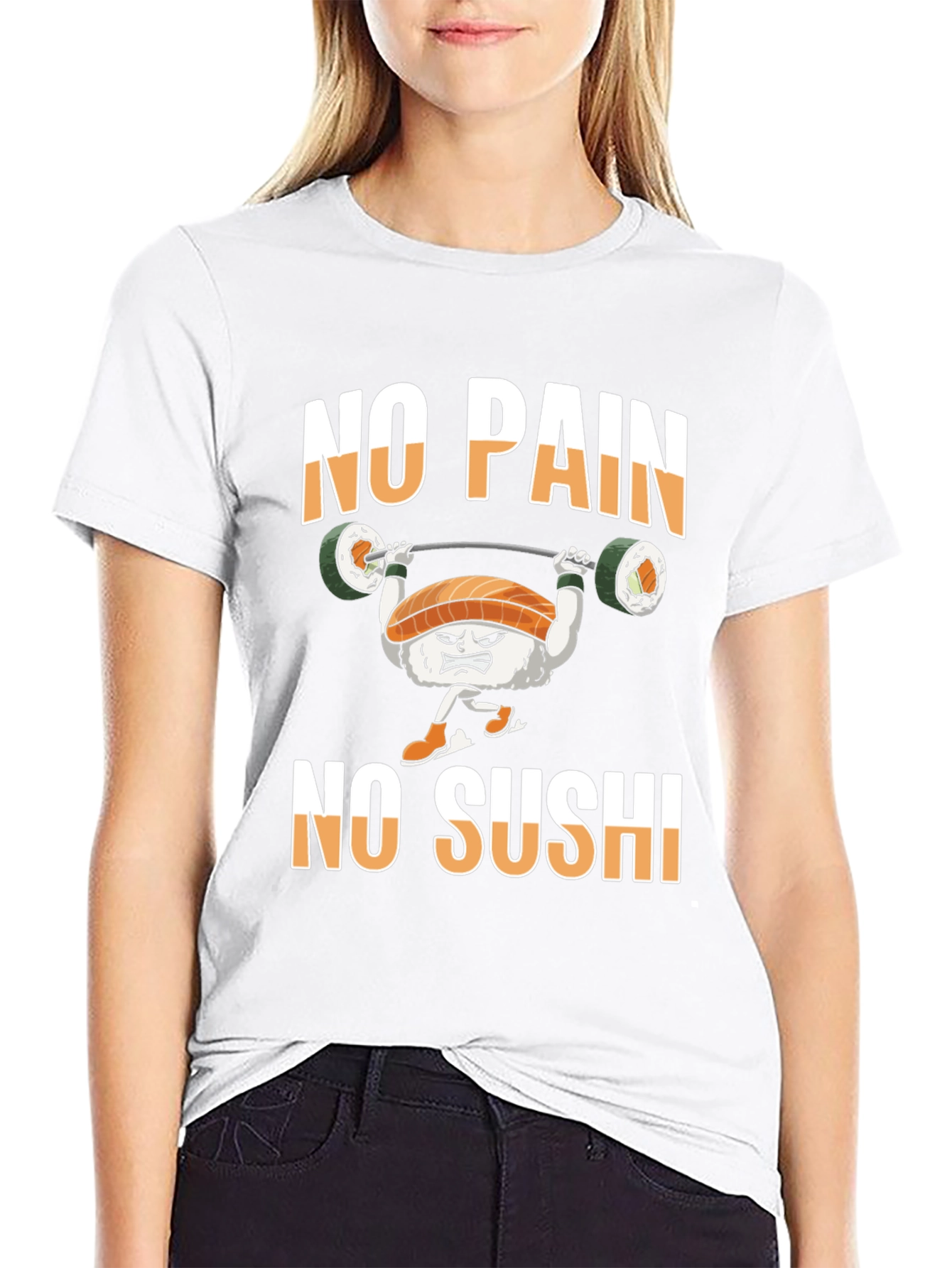 No Pain No Sushi Weightlifting Graphic T-Shirt