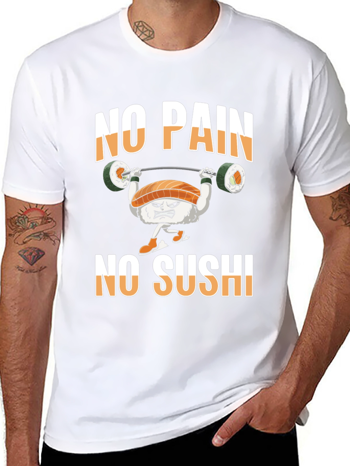 No Pain No Sushi Weightlifting Graphic T-Shirt