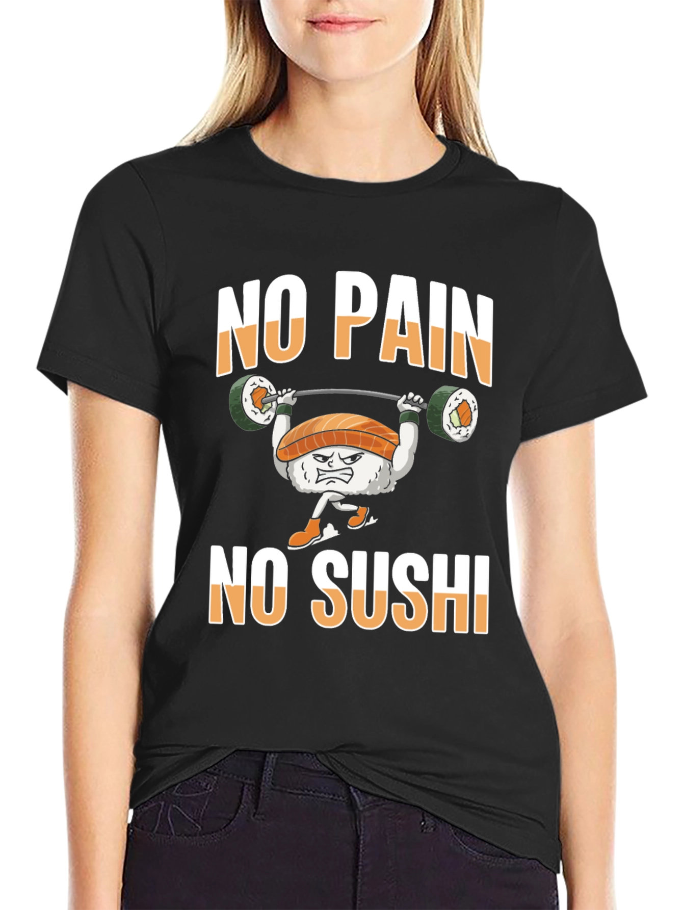 No Pain No Sushi Weightlifting Graphic T-Shirt