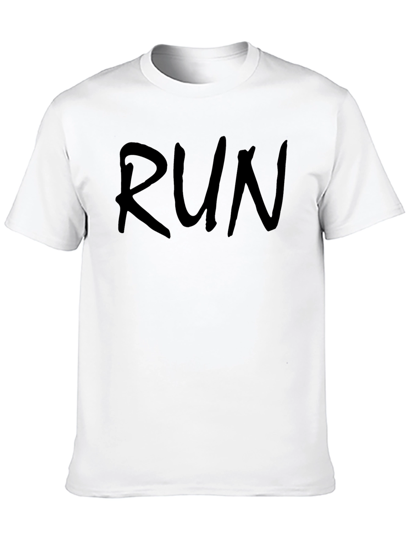 Mens Run Graphic Print Crew Neck Black T-Shirt
