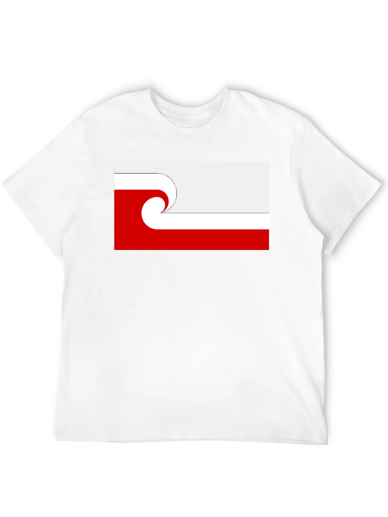 Wave Graphic Tee - Red & White Design