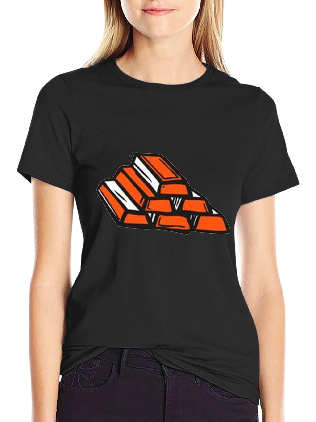 Gold Bar Stack Graphic Tee - Black