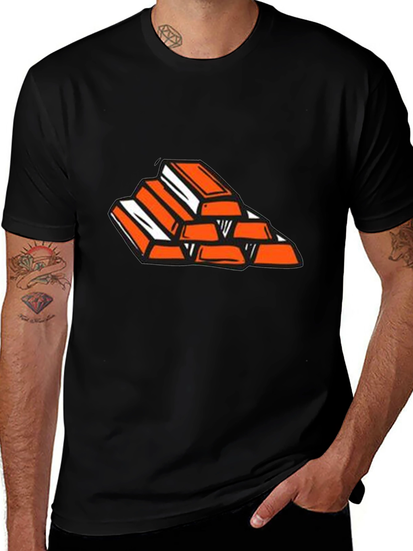 Gold Bar Stack Graphic Tee - Black