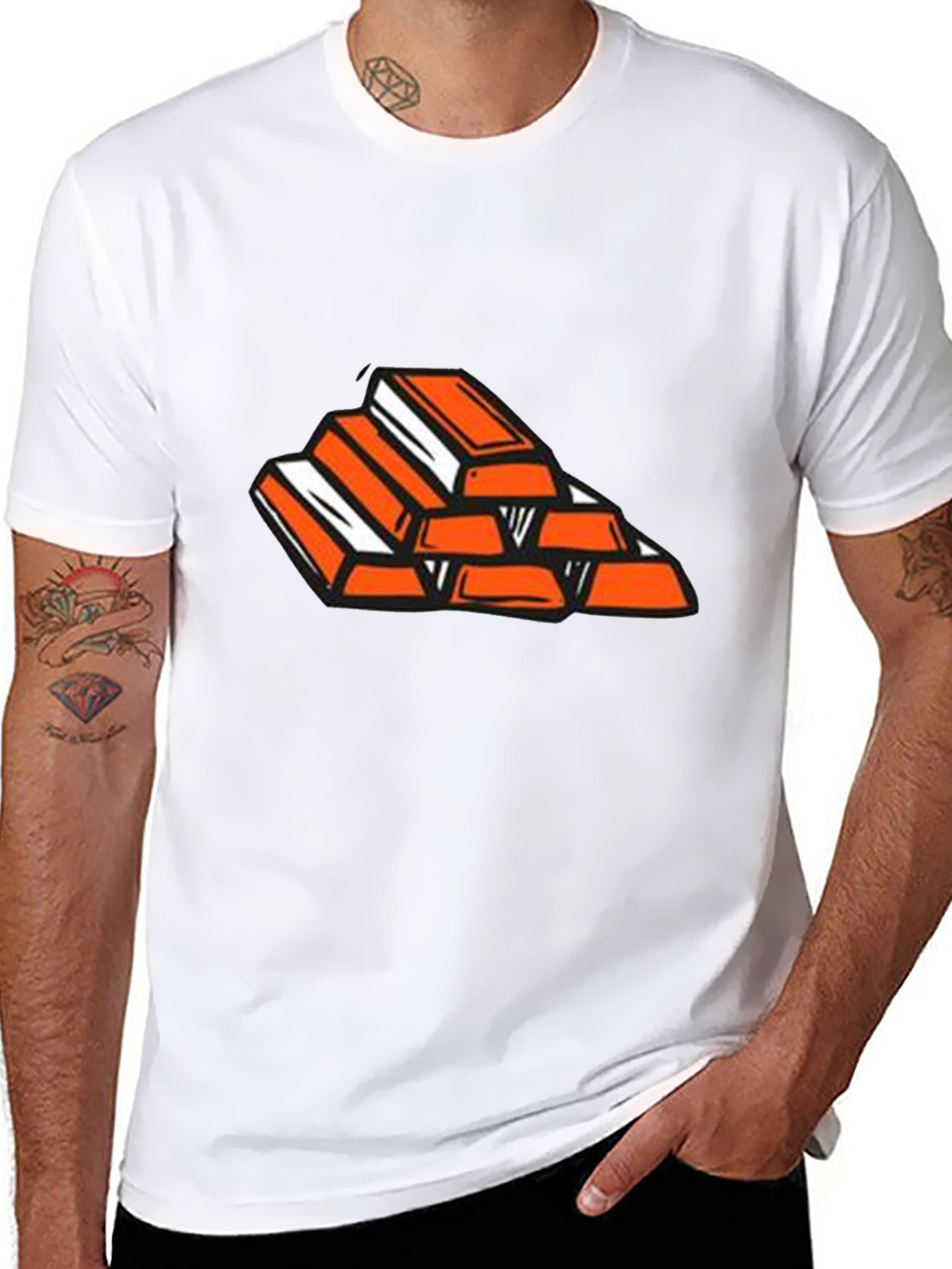 Gold Bar Stack Graphic Tee - Black
