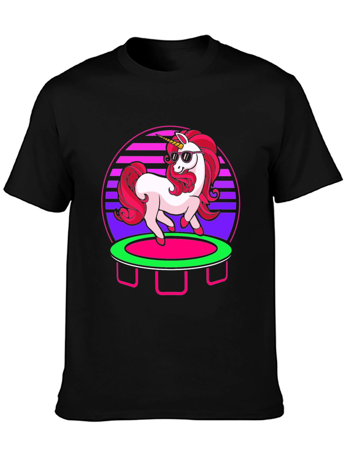 Unicorn Trampoline Retro T-Shirt