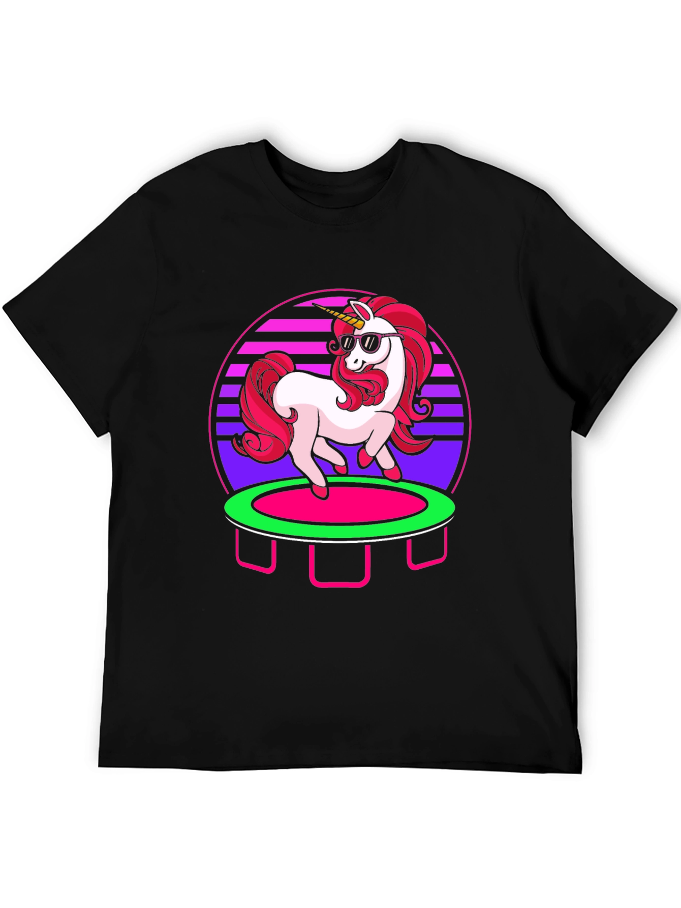 Unicorn Trampoline Retro T-Shirt