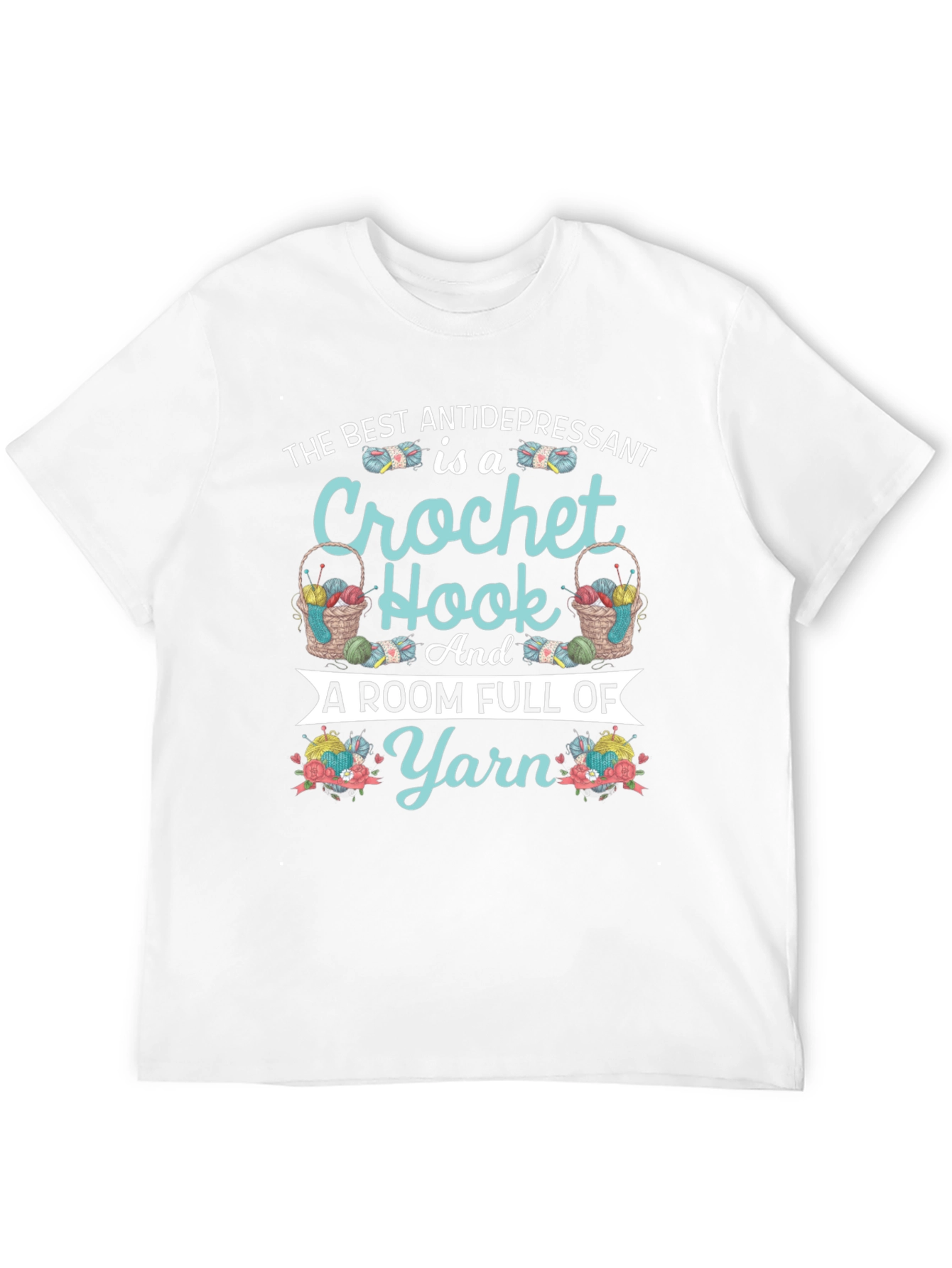 Crochet Hook & Yarn T-Shirt - Antidepressant Design