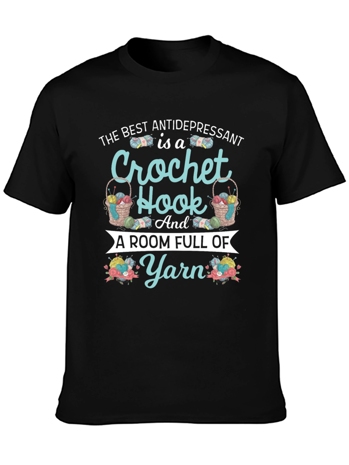 Crochet Hook & Yarn T-Shirt - Antidepressant Design