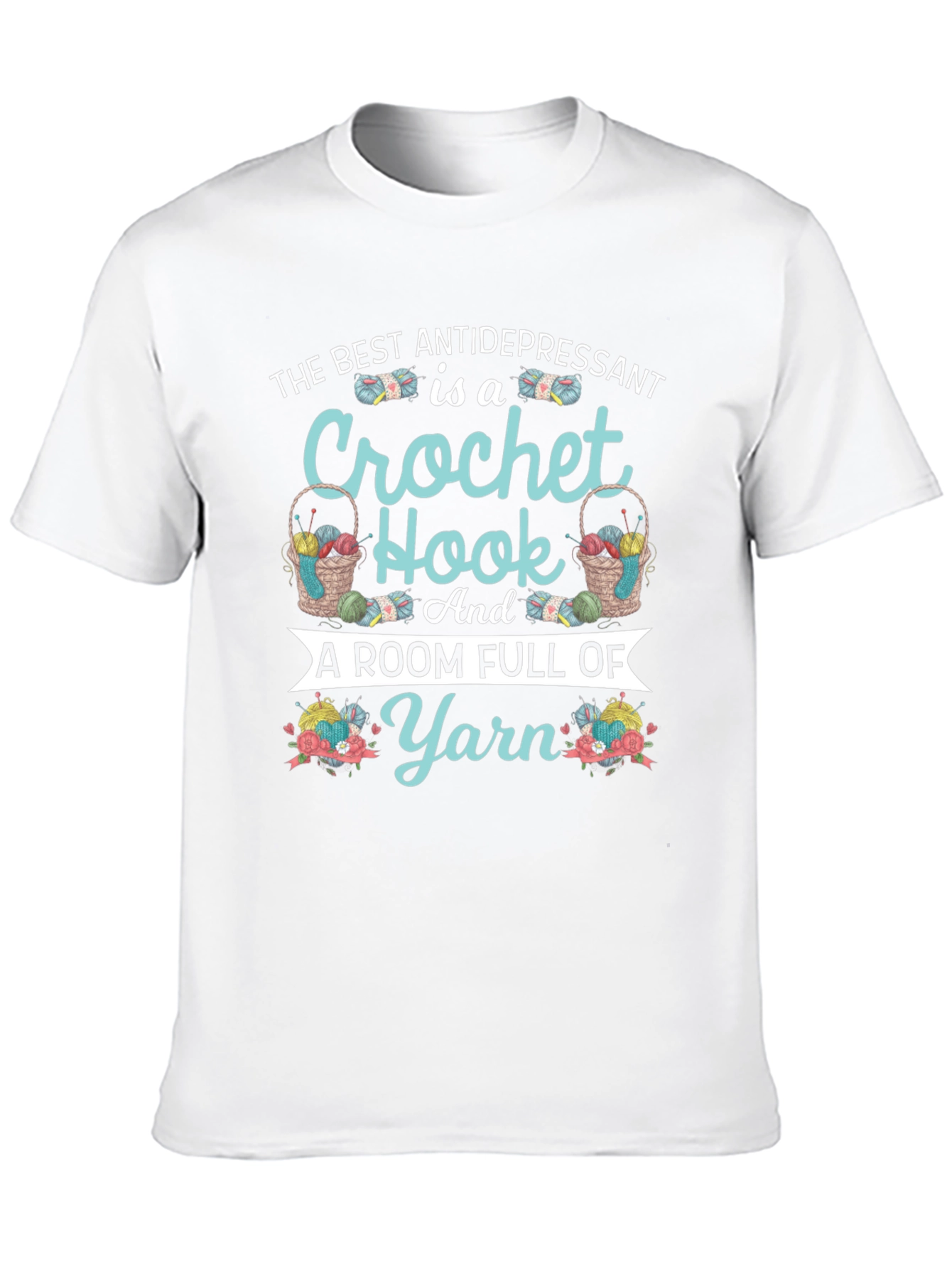 Crochet Hook & Yarn T-Shirt - Antidepressant Design