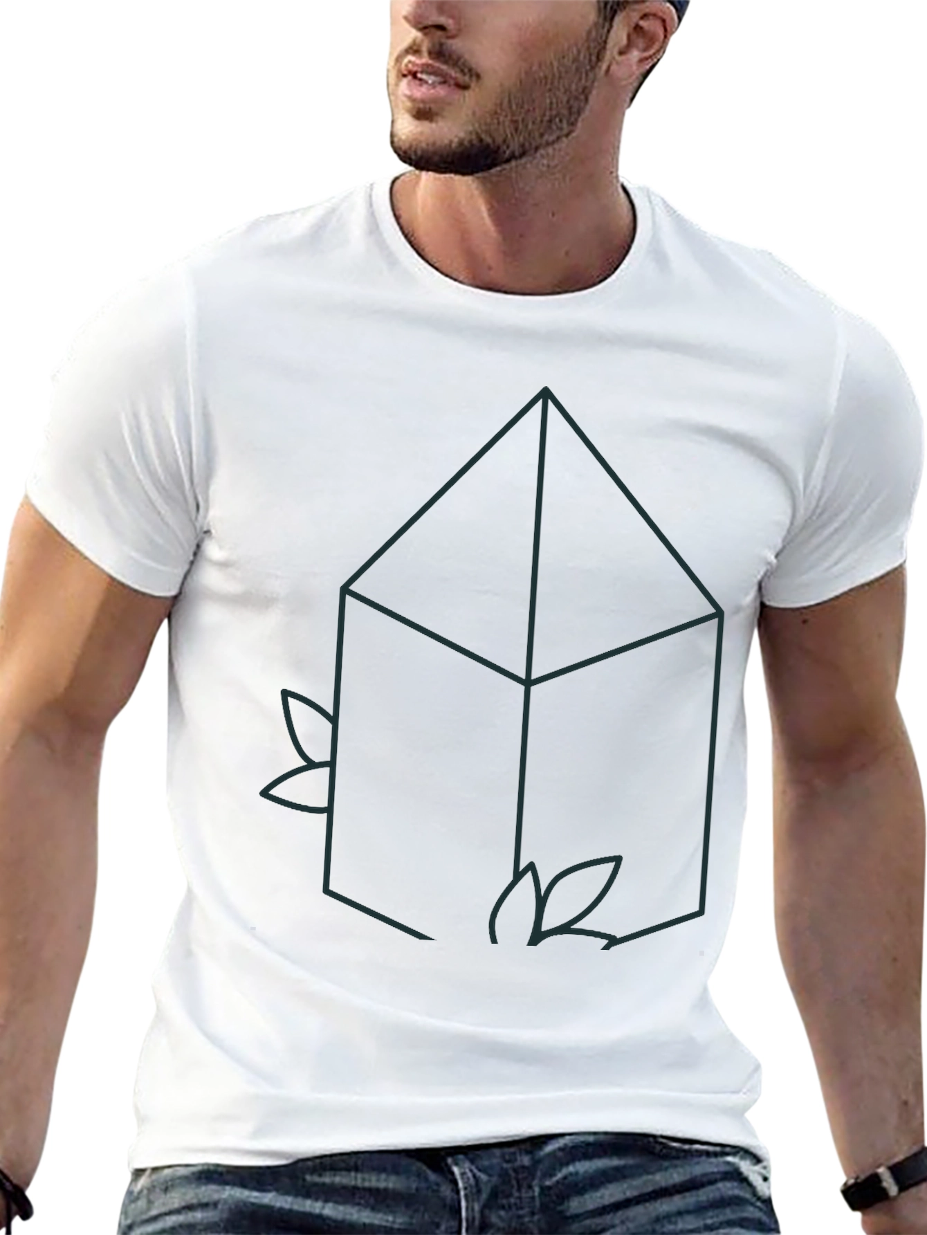 Geometric House Tee - Minimalist Black T-Shirt