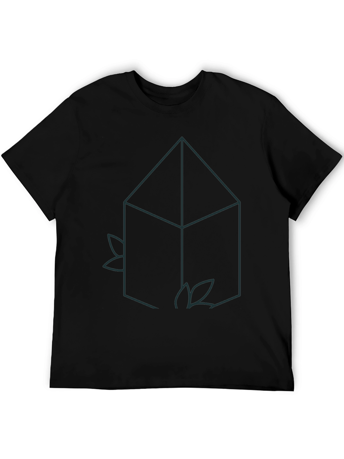 Geometric House Tee - Minimalist Black T-Shirt