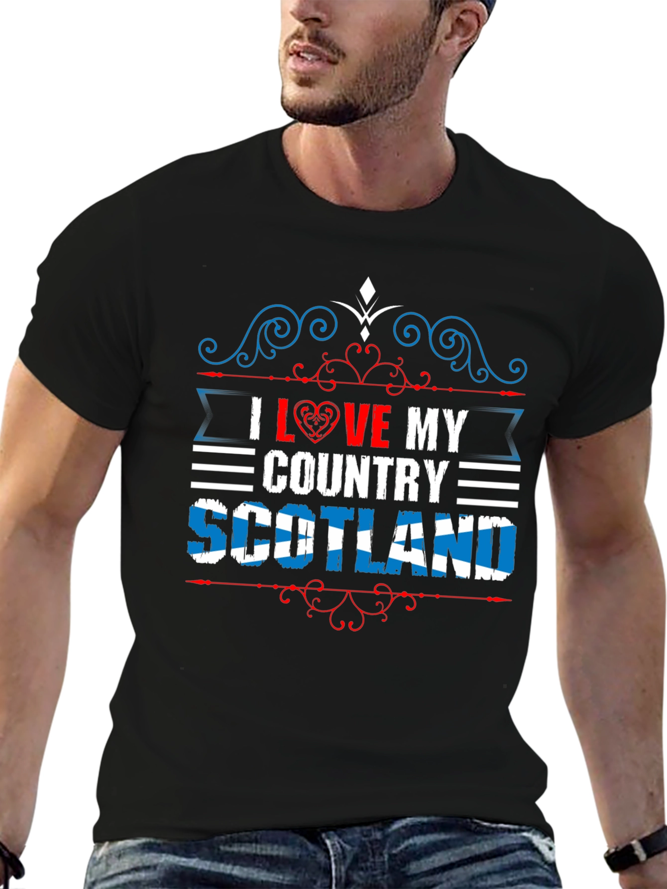 I Love My Country Scotland Black T-Shirt