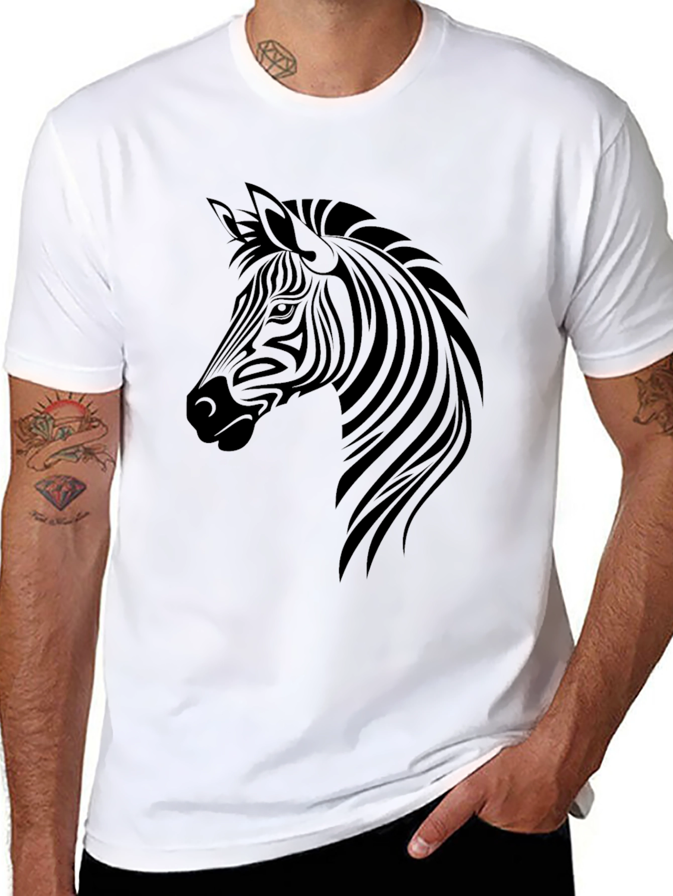 Zebra Graphic Tee - Mens Black T-Shirt