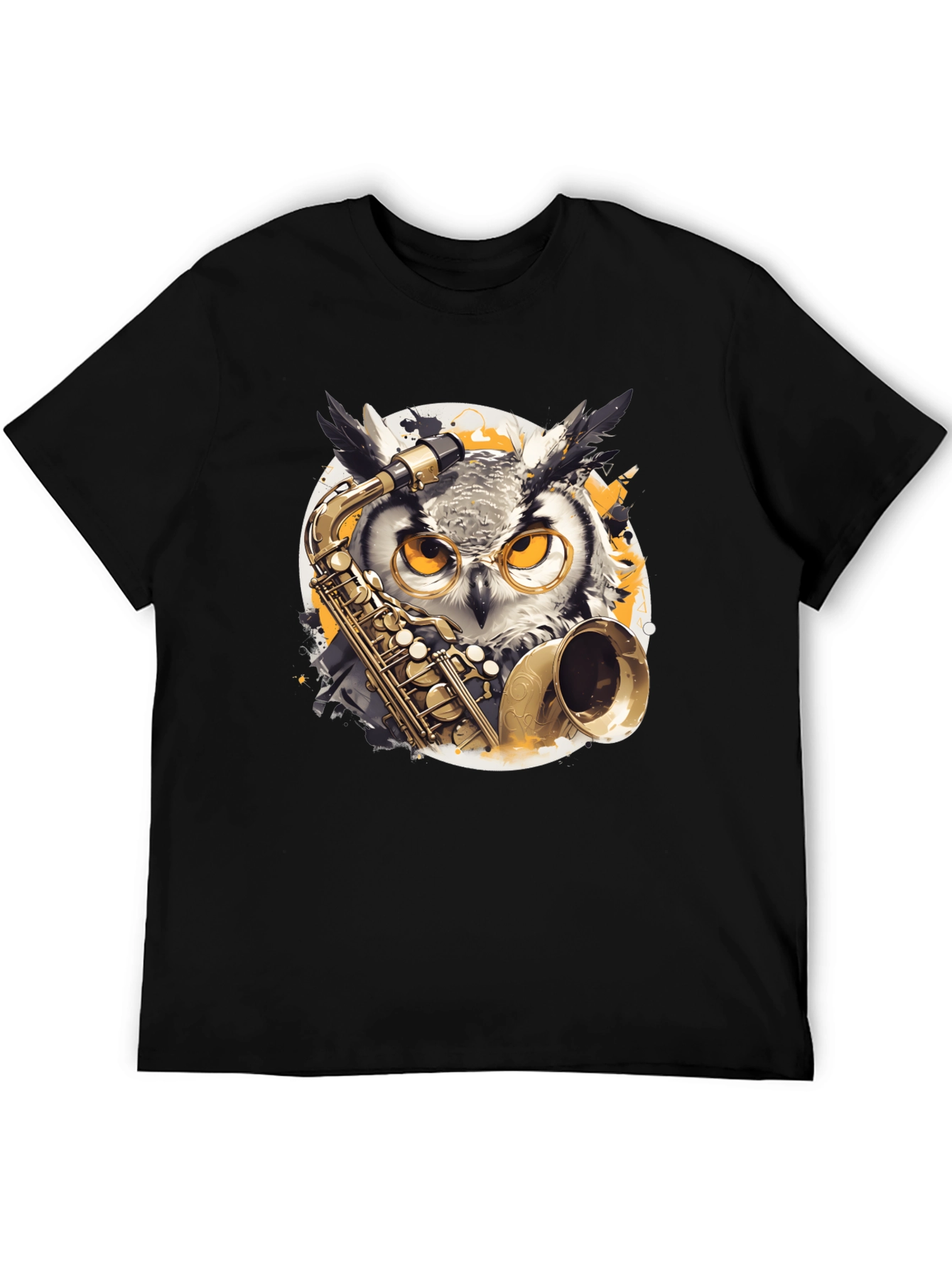 Owl Saxophone T-Shirt - Musical Bird Tee