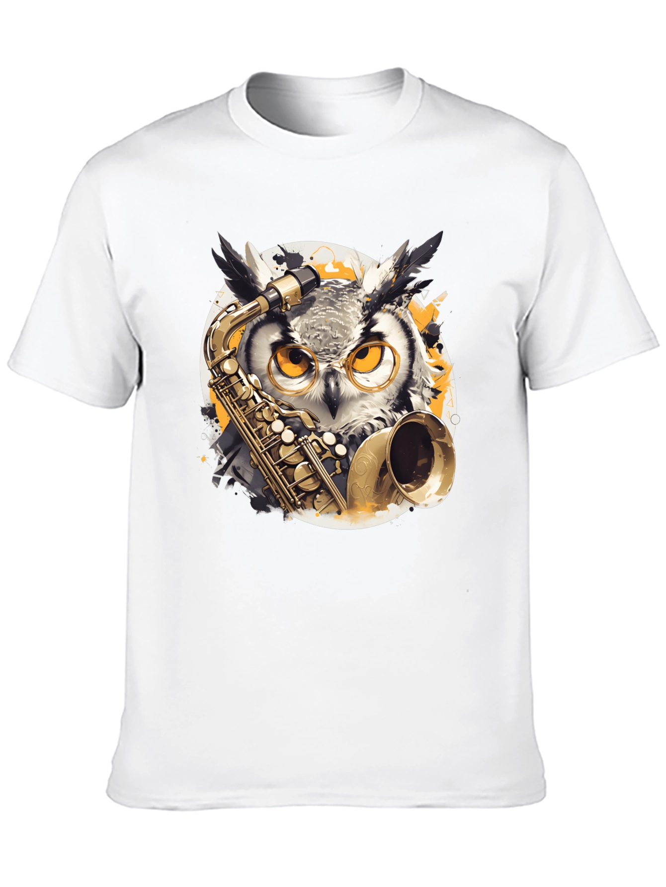Owl Saxophone T-Shirt - Musical Bird Tee
