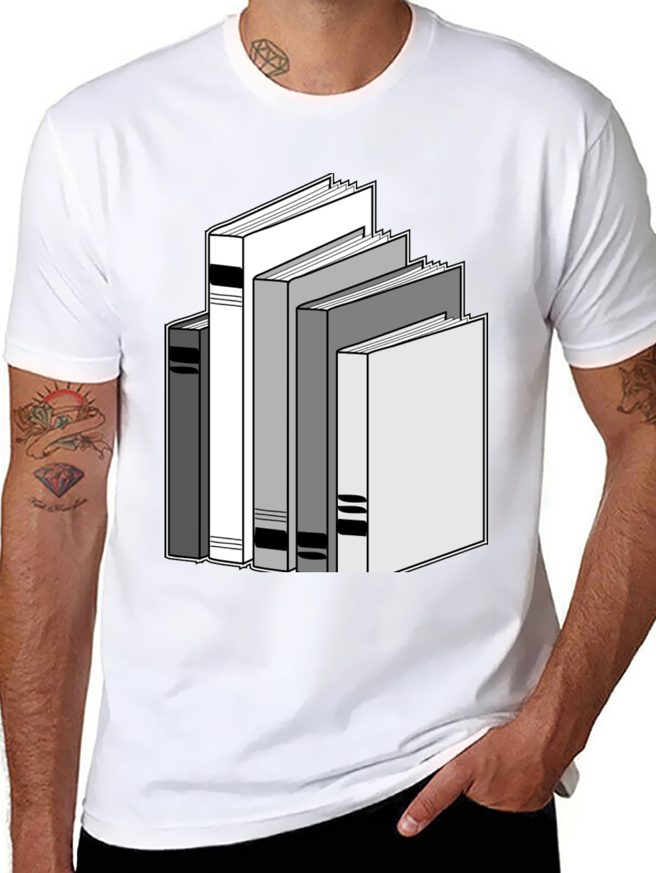 Stack of Books Graphic Tee - Unisex Black T-Shirt