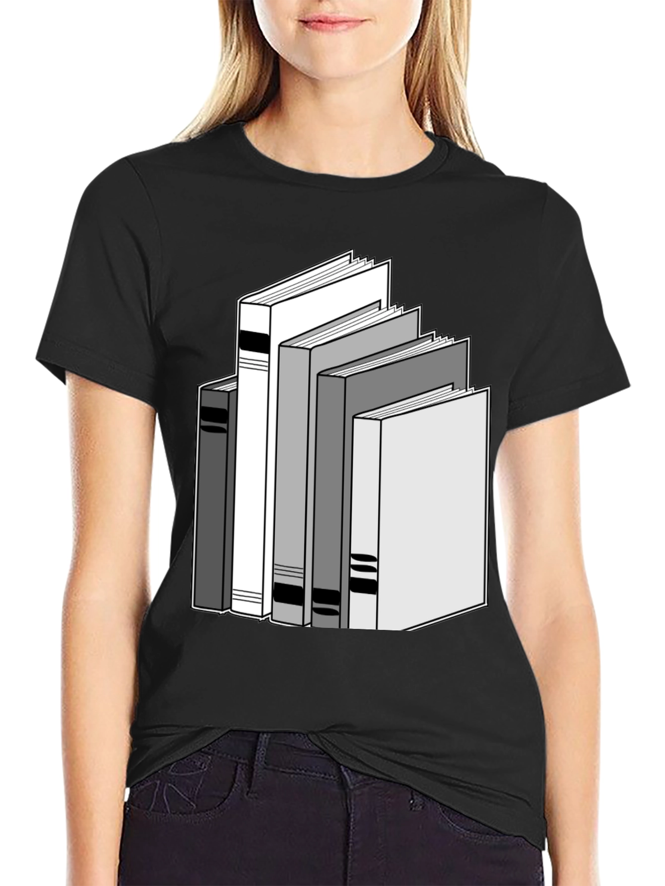 Stack of Books Graphic Tee - Unisex Black T-Shirt