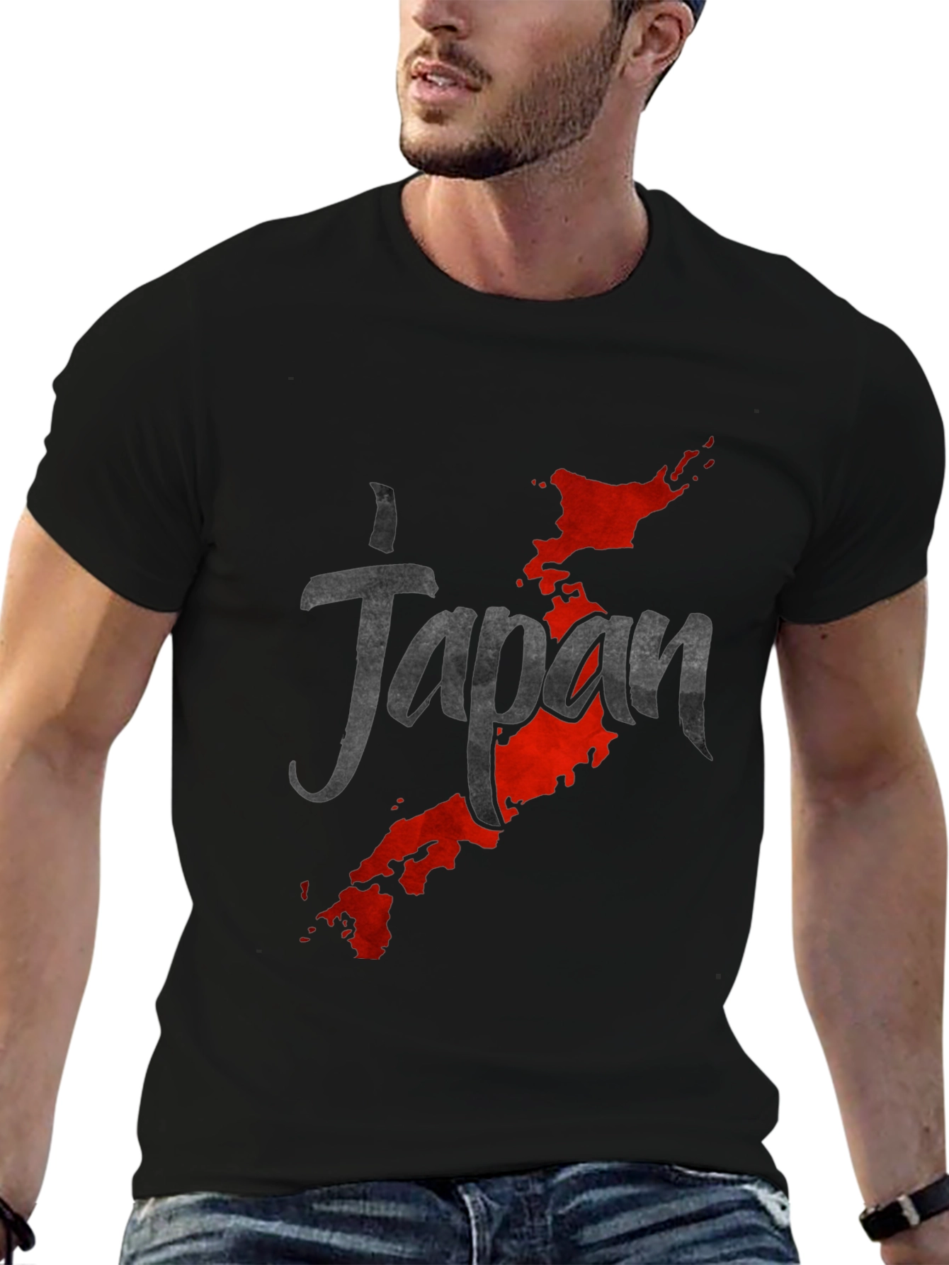 Japan Map Graphic Black T-Shirt