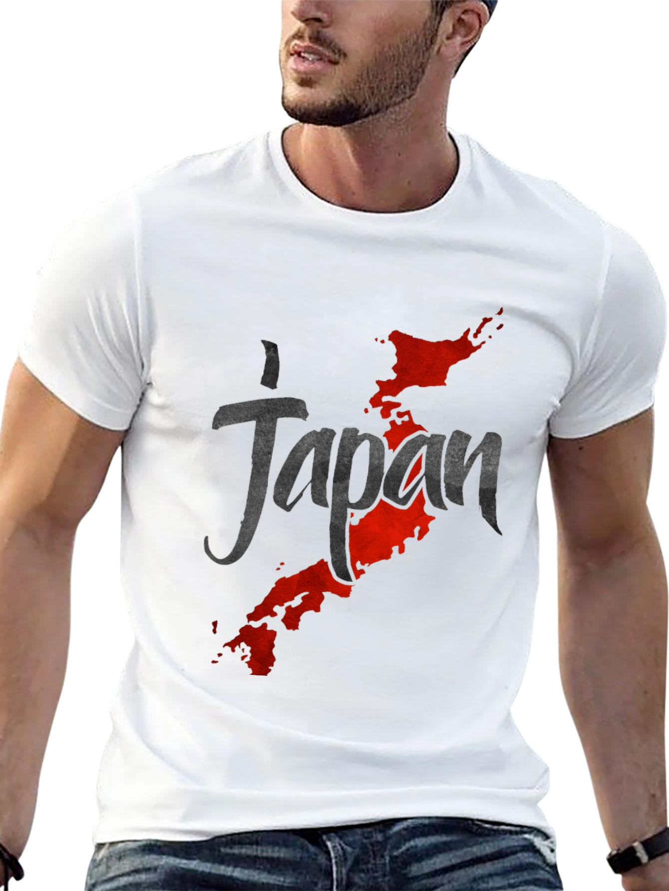 Japan Map Graphic Black T-Shirt