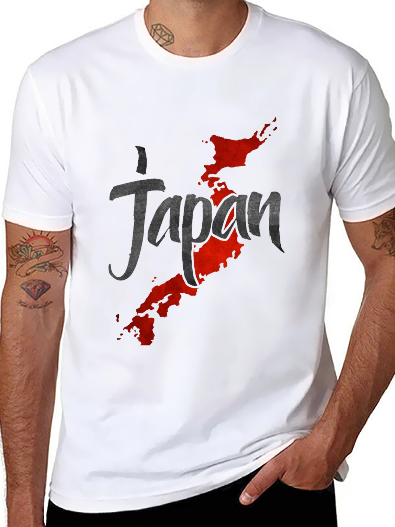 Japan Map Graphic Black T-Shirt