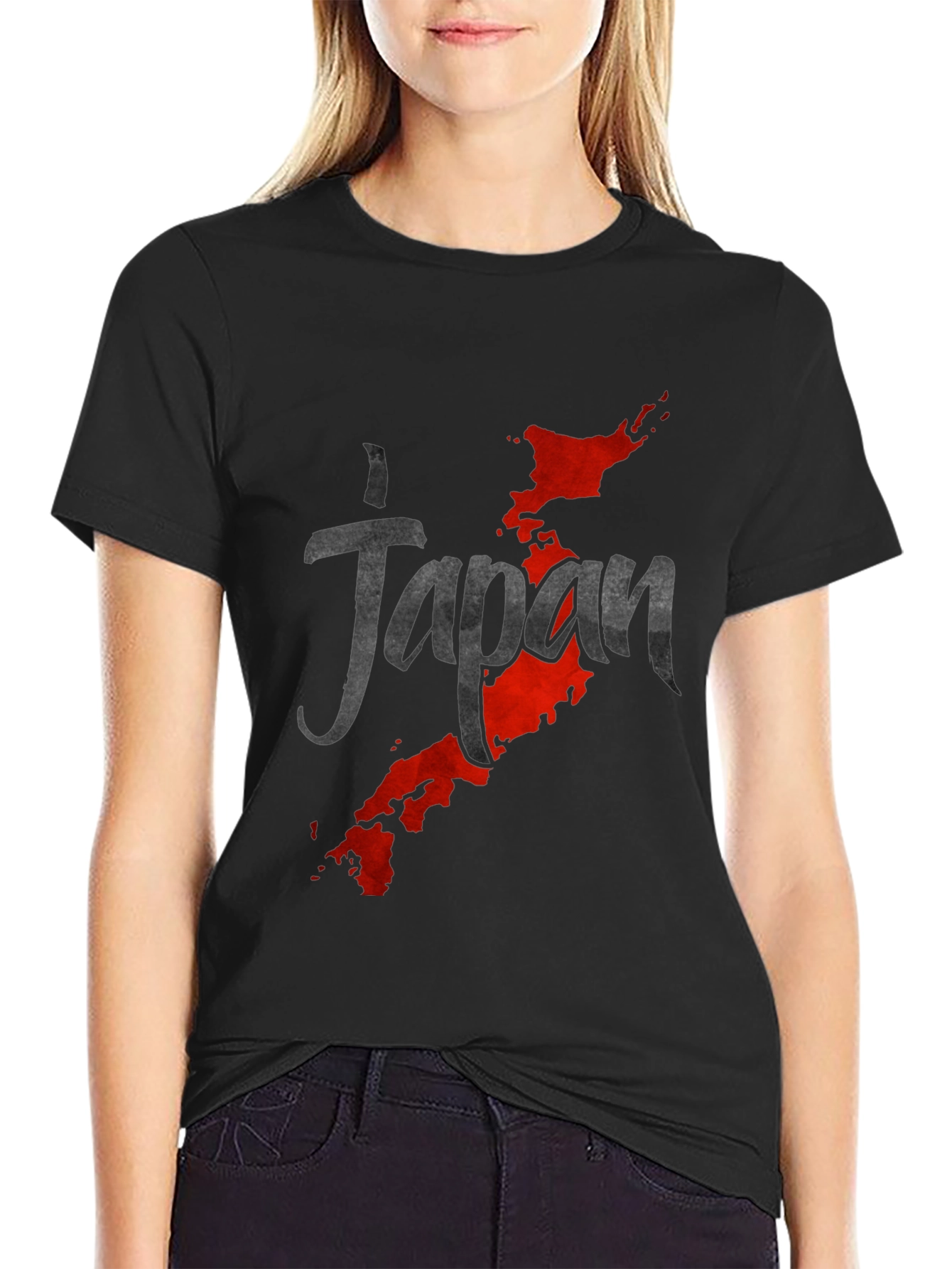 Japan Map Graphic Black T-Shirt