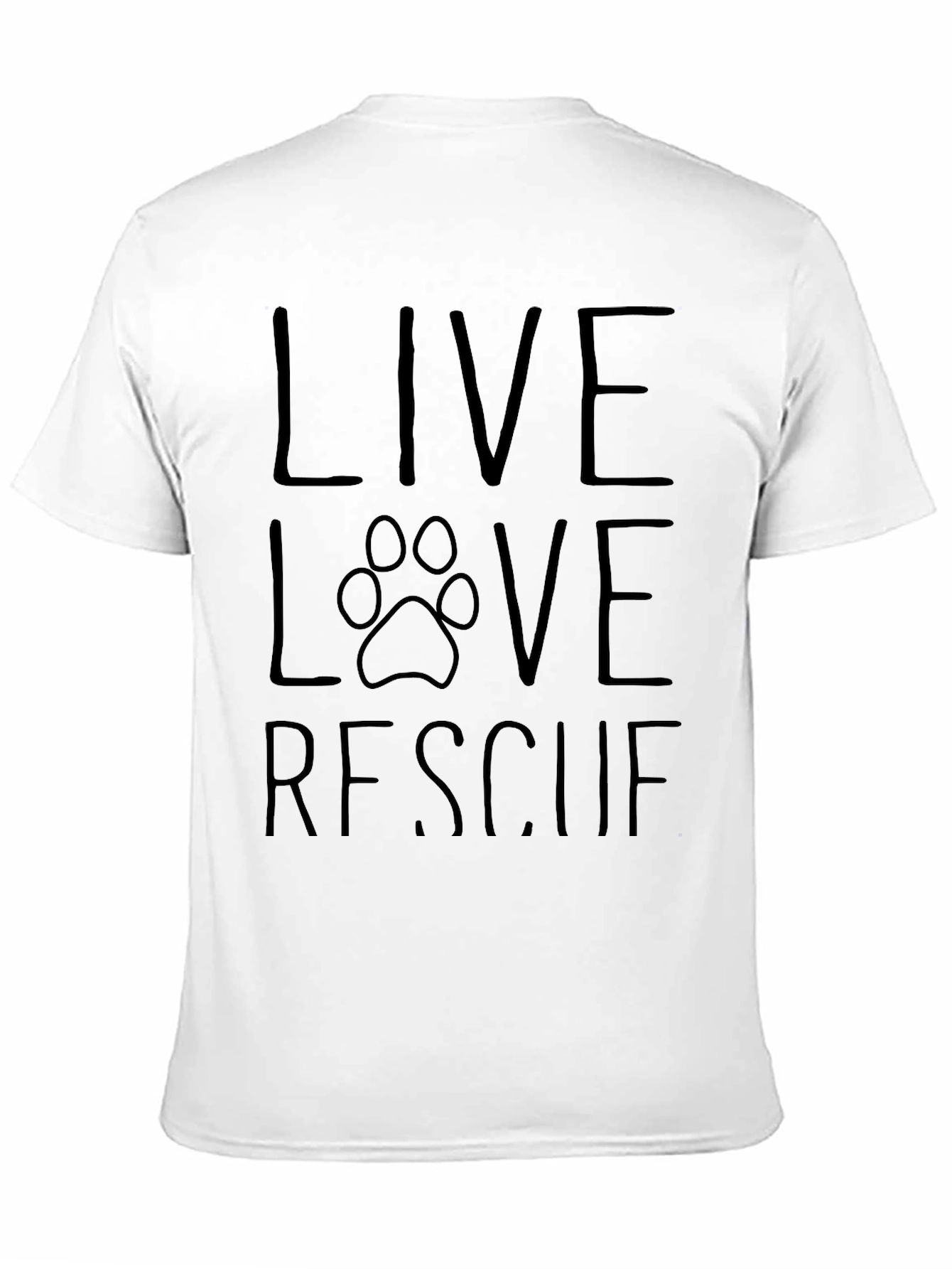 Live Love Rescue Paw Print Black T-Shirt