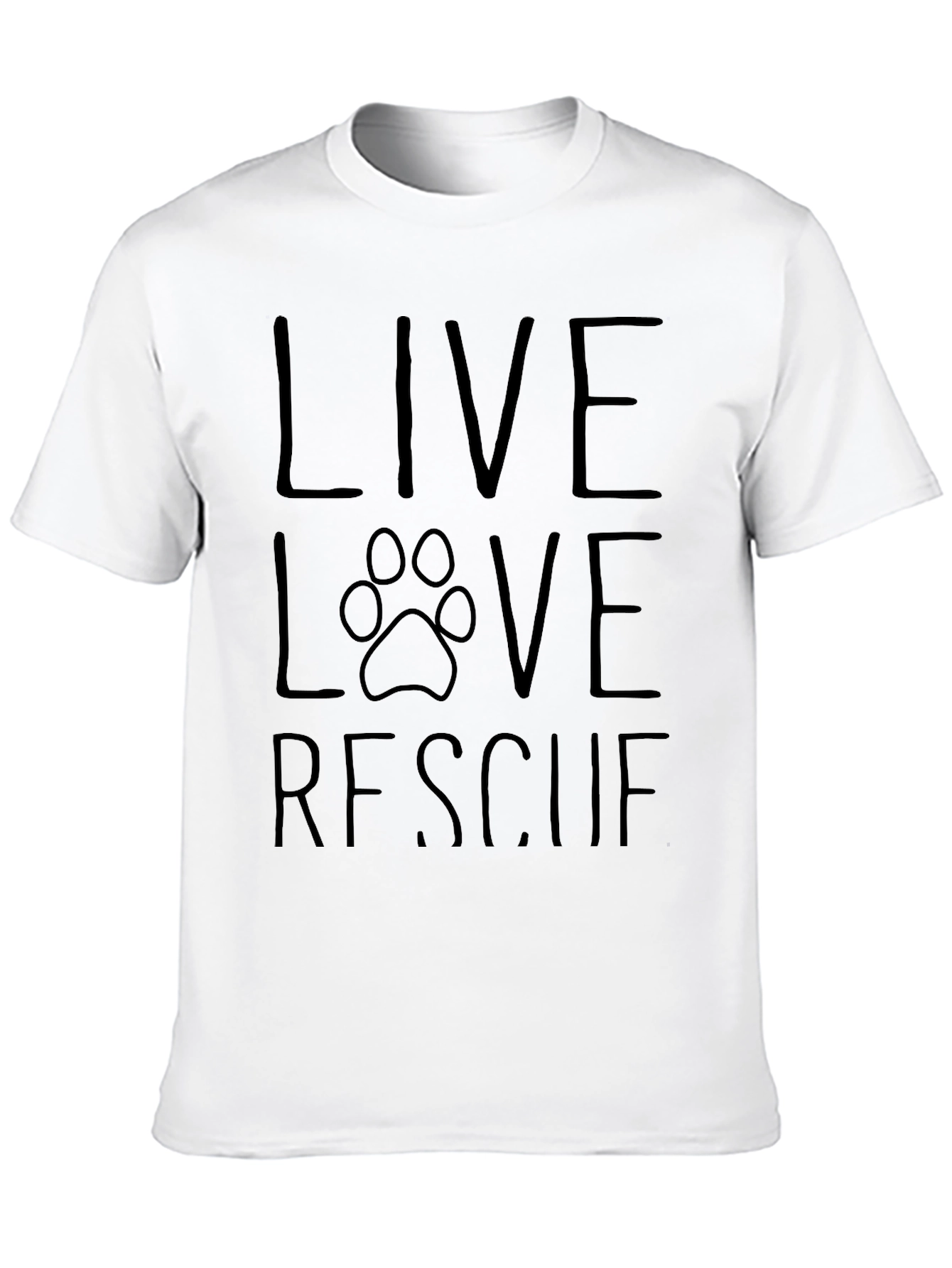 Live Love Rescue Paw Print Black T-Shirt