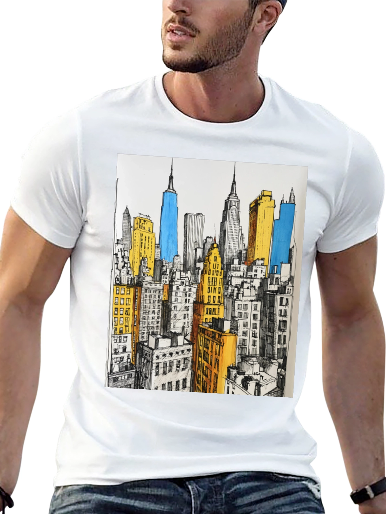 New York City Skyline Graphic T-Shirt - Black