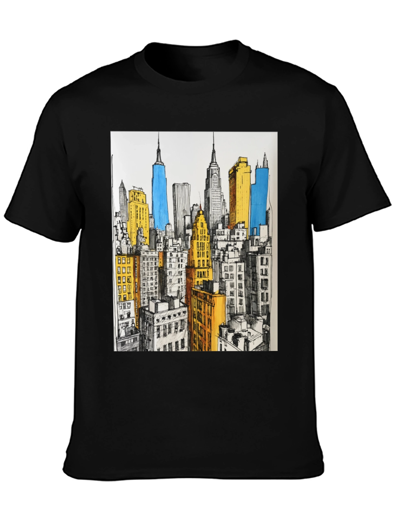 New York City Skyline Graphic T-Shirt - Black