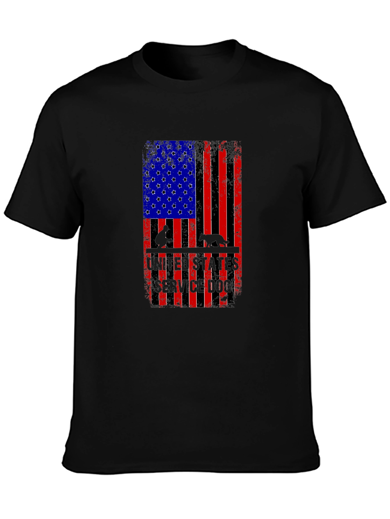 Patriotic Service Dog American Flag Graphic T-Shirt