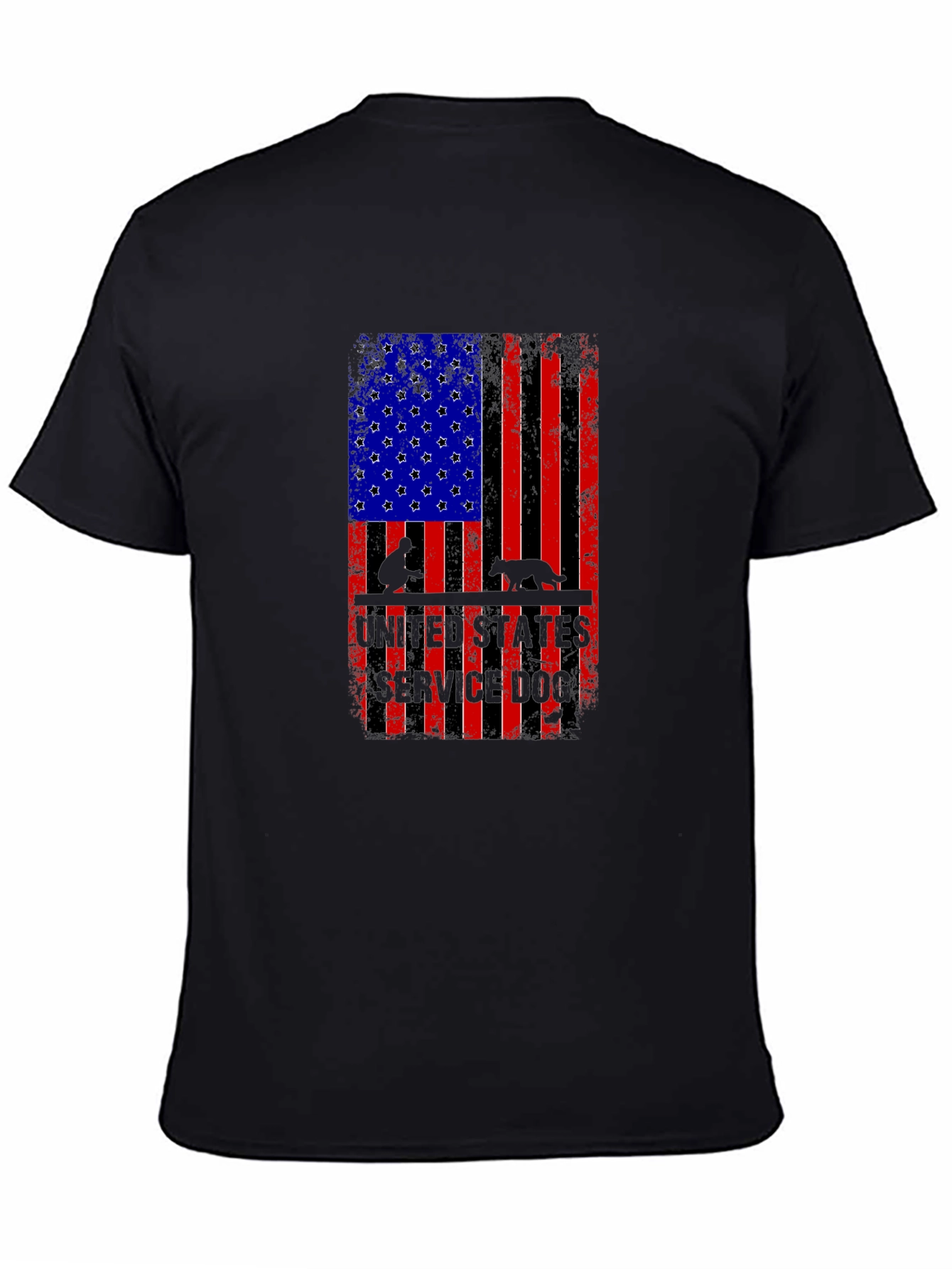 Patriotic Service Dog American Flag Graphic T-Shirt