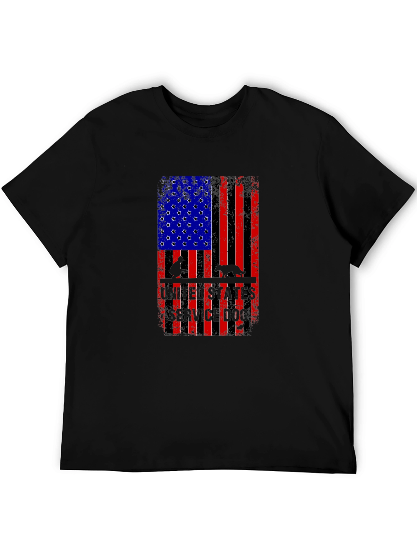 Patriotic Service Dog American Flag Graphic T-Shirt