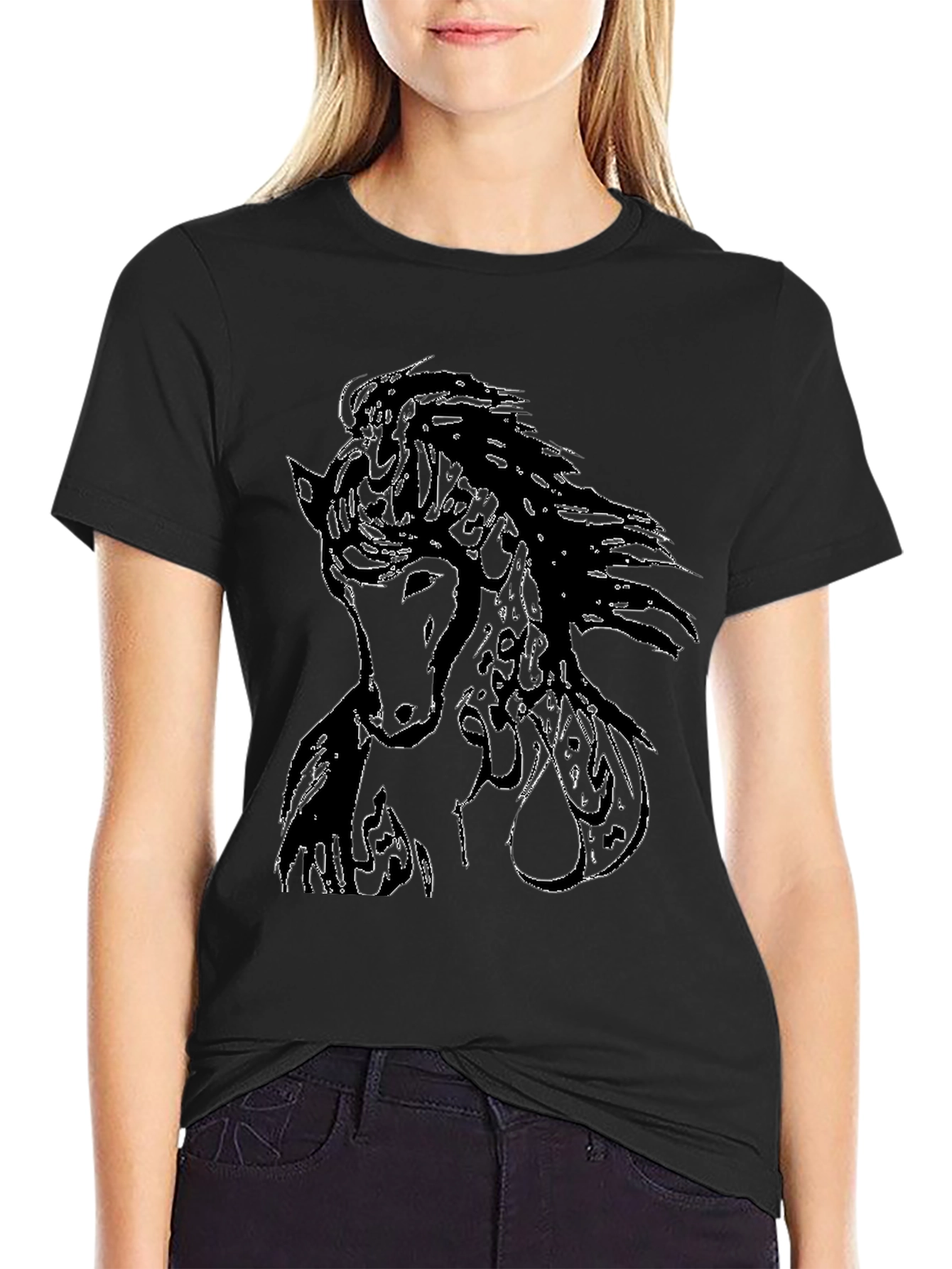 Black Horse Graphic Tee for Men